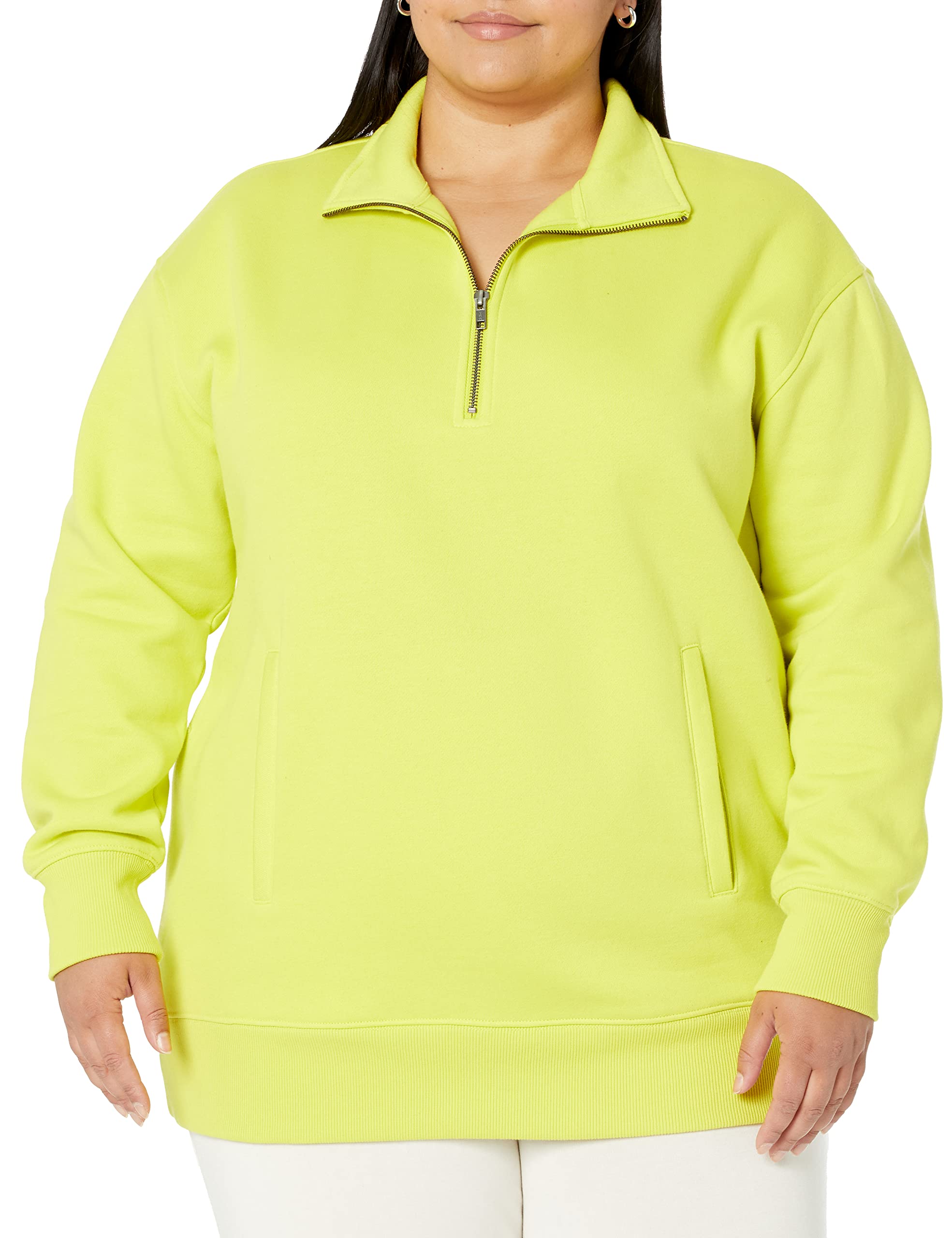 Amazon Aware Women's Relaxed-Fit Half Zip Tunic Sweatshirt - Plus Size Casual Pullover Hoodie for Lounge, Yoga & Everyday Wear
