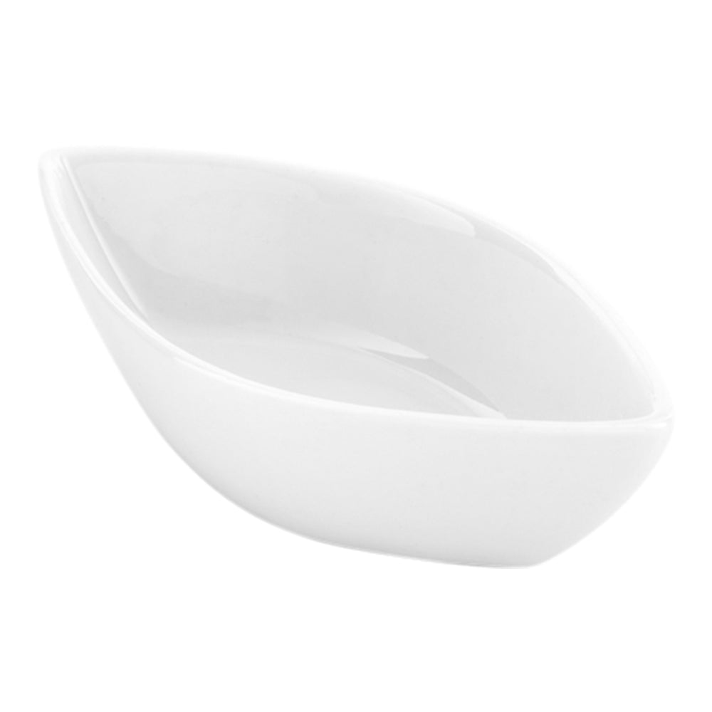 2 oz White Porcelain Mini Canoe Dish - Set of 10 Oval Appetizer Plates (4