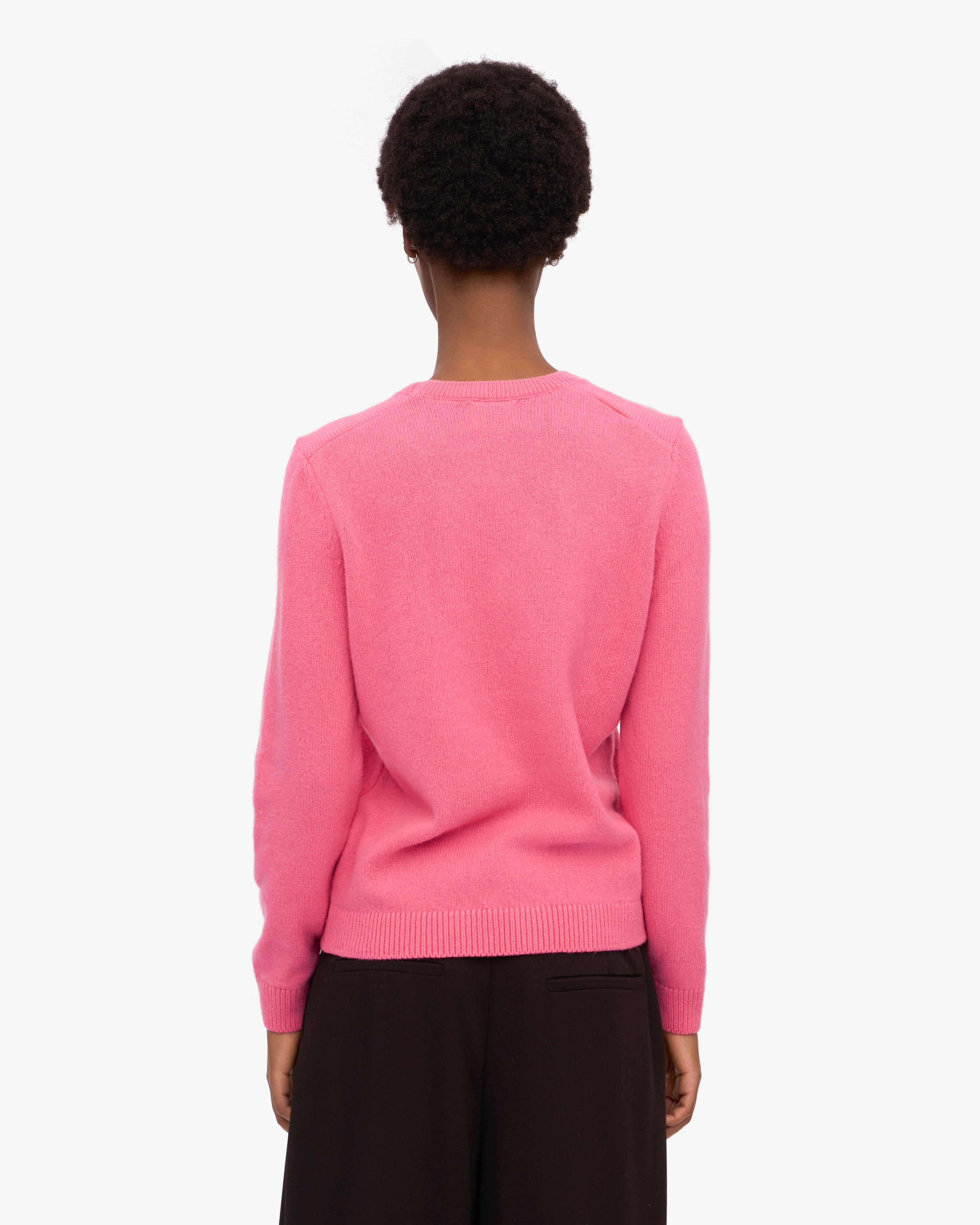 Women's Classic Merino Wool Crew Neck Sweater - Soft & Warm Winter Knitwear in Bubblegum Pink | Perfect for Office, Casual Outfits & Cold Weather Layering