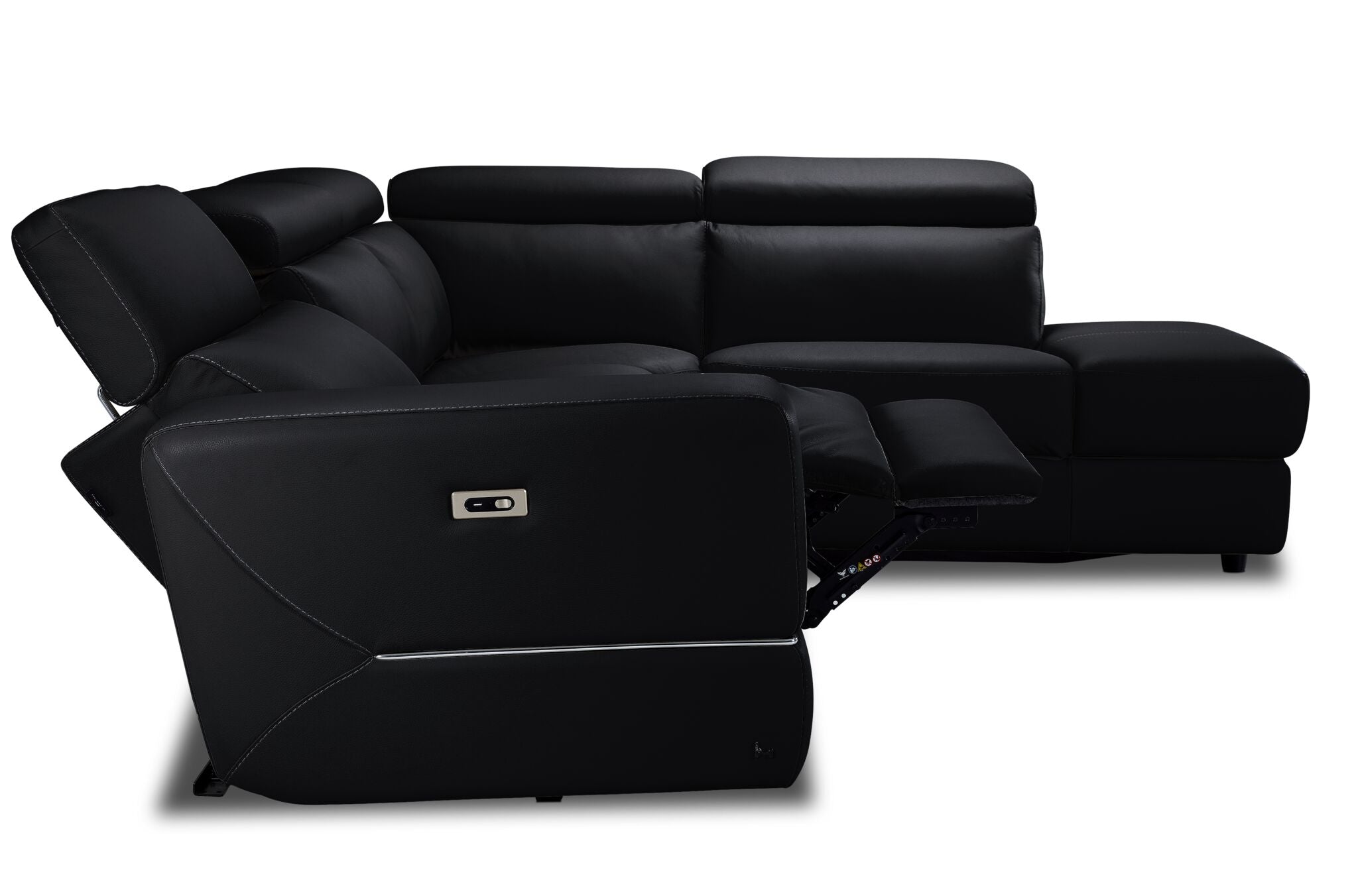 Bianca 3-Piece Power Reclining Sectional Sofa with Right Facing Chaise Lounge in Black - Modern Living Room Furniture for Home Theater & Family Gatherings