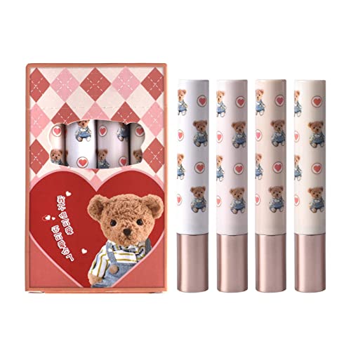 Bear 4-Piece Vegan Lipstick Set - Polarized Tempering Velvet Lip Gloss, Long Lasting Matte Lipstick for Women & Girls (Red Shades, One Size) - Perfect for Date Night, Parties & Everyday Wear