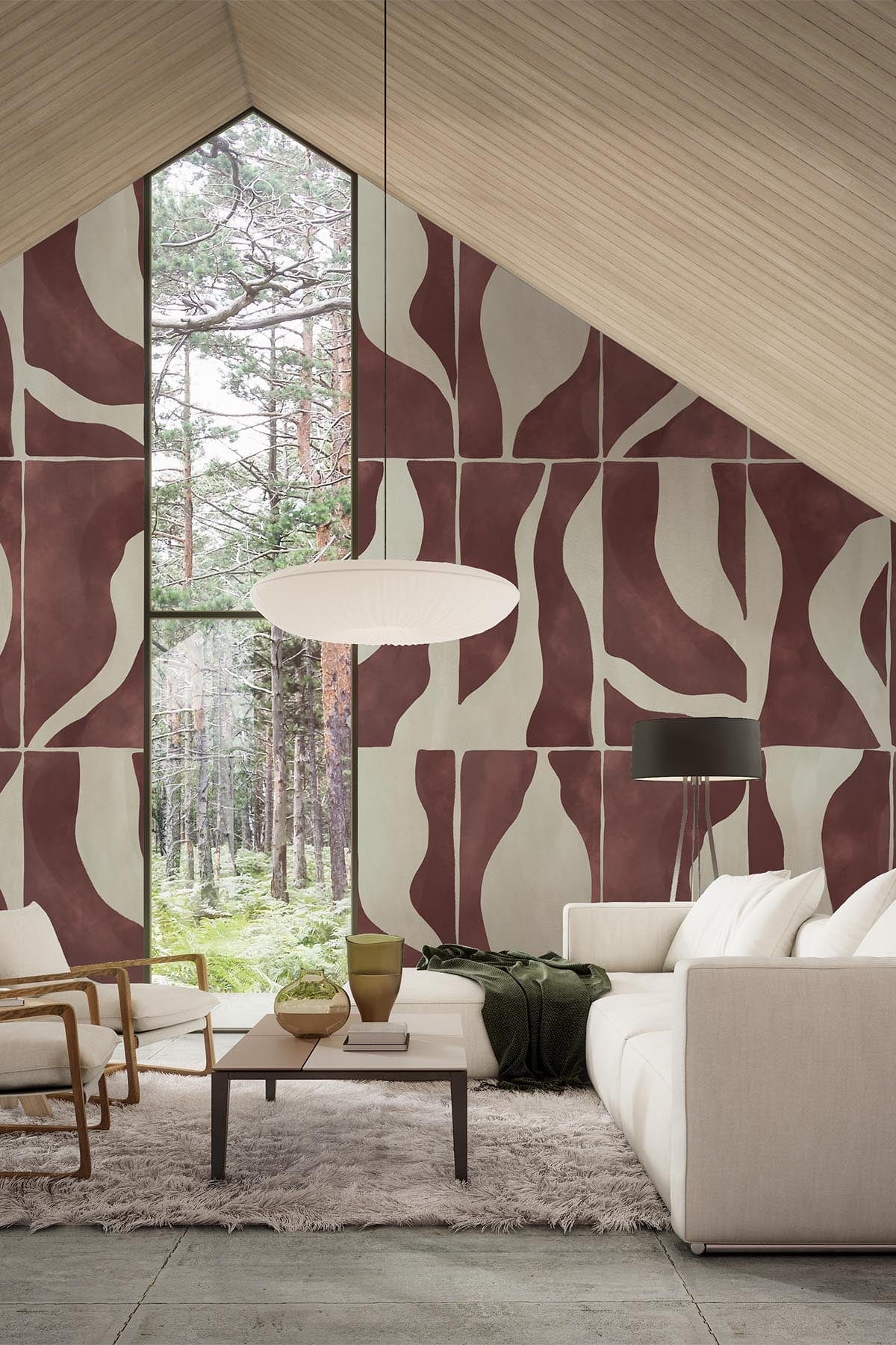 Natural Burgundy Wooden Wall Decor - Handcrafted Geometric Shapes for Boho Home & Office Decor | Perfect for Living Room, Bedroom, or Gift Giving