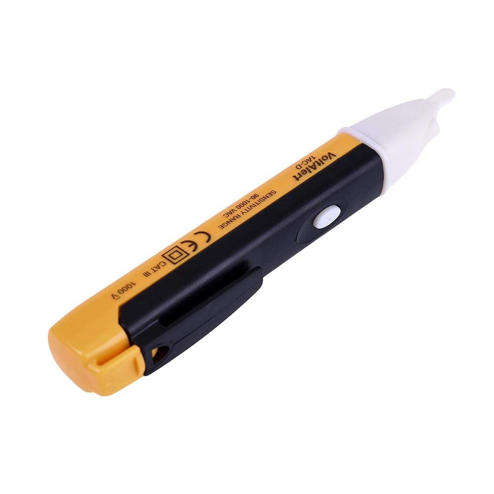 Non-Contact Voltage Tester Pen 90-1000V AC - Electrical Power Detector with LED Light & Alert Sensor - Yellow - Ideal for Electricians, Home DIY & Electrical Safety Checks