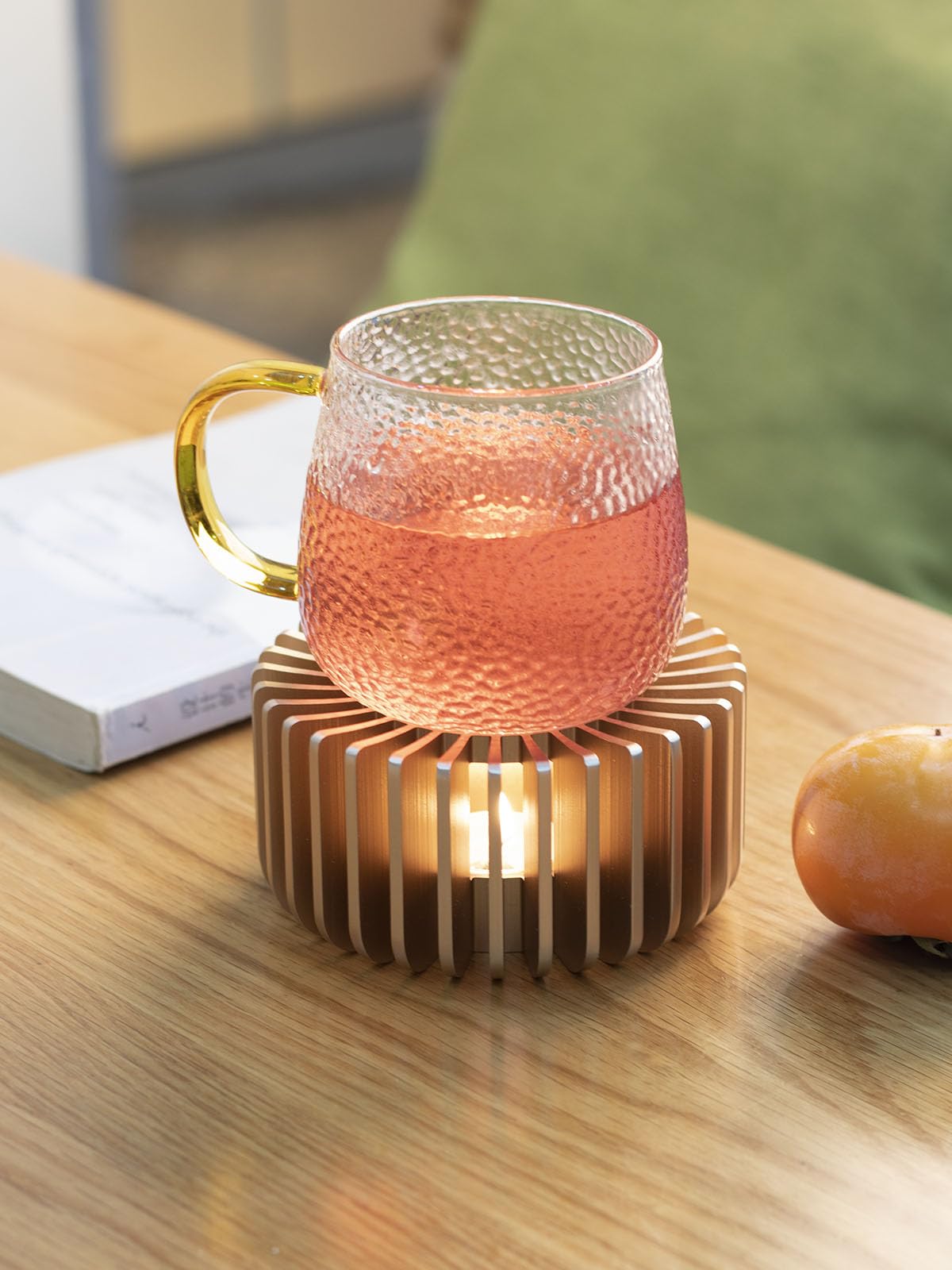 Premium Rose Gold Teapot Warmer - Aluminum Alloy Candle Tea Warmer with Tea Light Holder | Keeps Tea, Coffee & Milk Warm | Portable Food Warmer for Camping, Travel, Home & Office Use