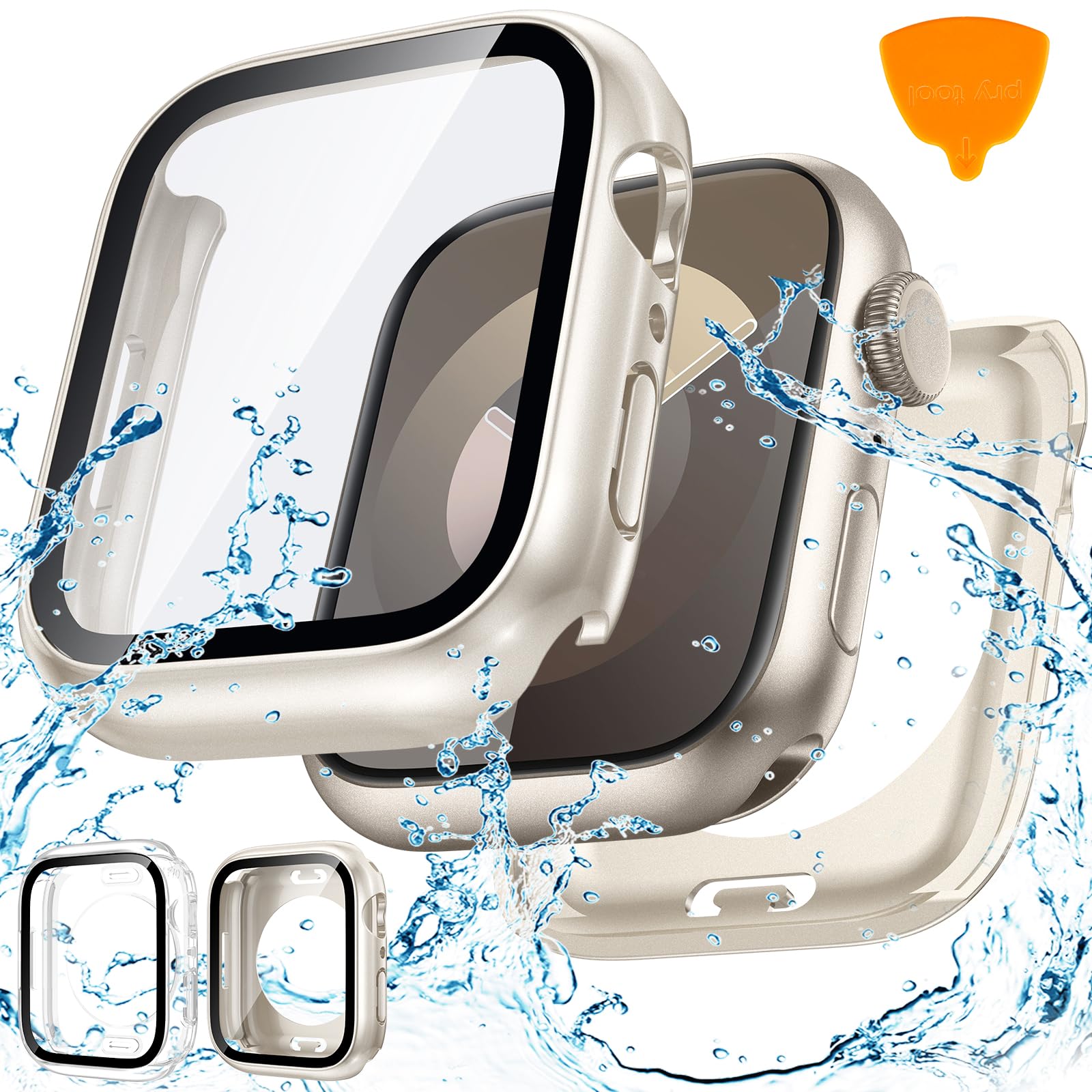 2-Pack Waterproof Case for Apple Watch Series 6/5/4/SE 40mm - 360° Full Protection Screen Protector & Back Bumper | Swimming, Running, Outdoor Sports & Daily Use