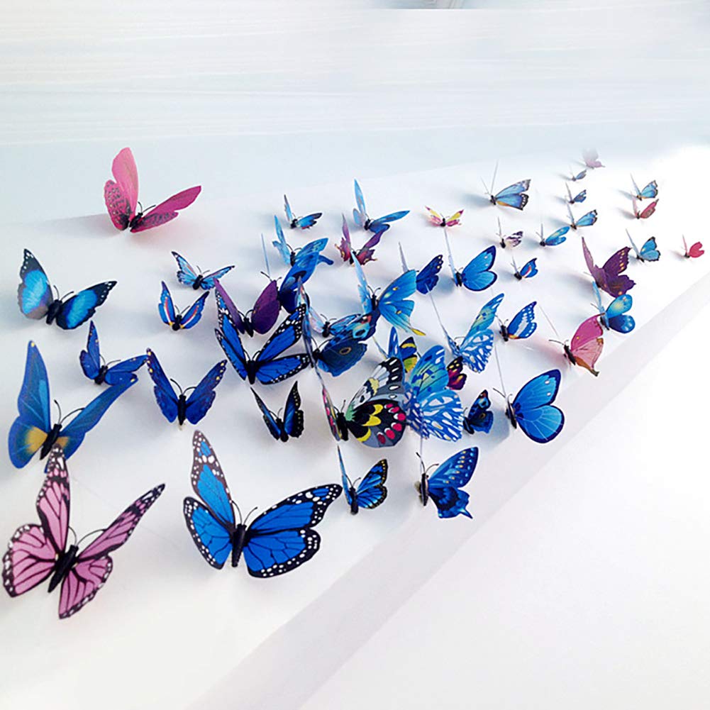 24PCS 3D Butterfly Wall Decal Stickers - Removable Refrigerator Magnets for Kids Room Decor, Home & Bedroom Art Mural (Red) - Perfect for Nursery, Living Room & Office Decoration