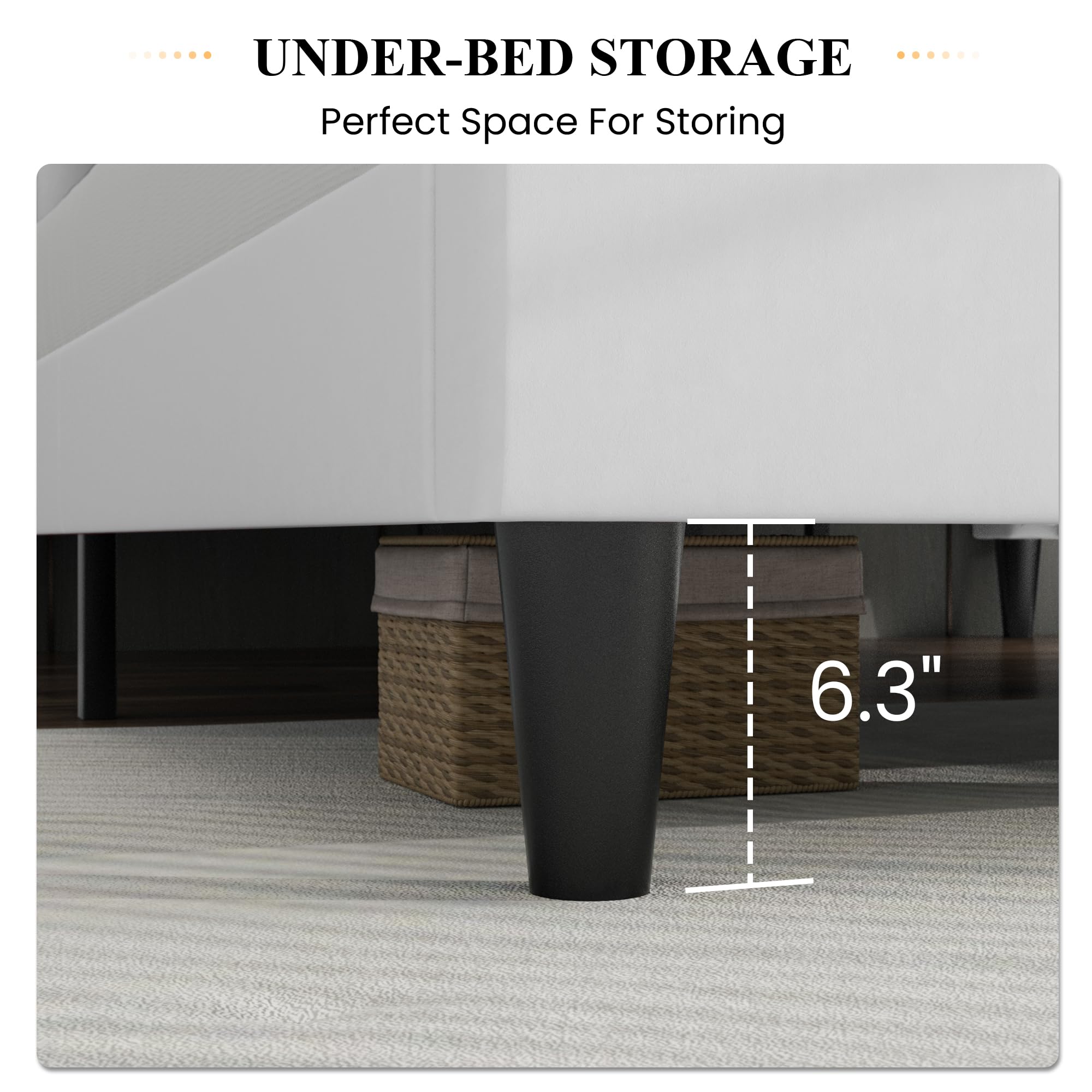 SHA CERLIN Full Bed Frame - Velvet Upholstered Platform Bed with Headboard | Strong Wood Slats Support | No Box Spring Needed | Easy Assembly | White | Perfect for Modern Bedrooms, Guest Rooms & Small Apartments