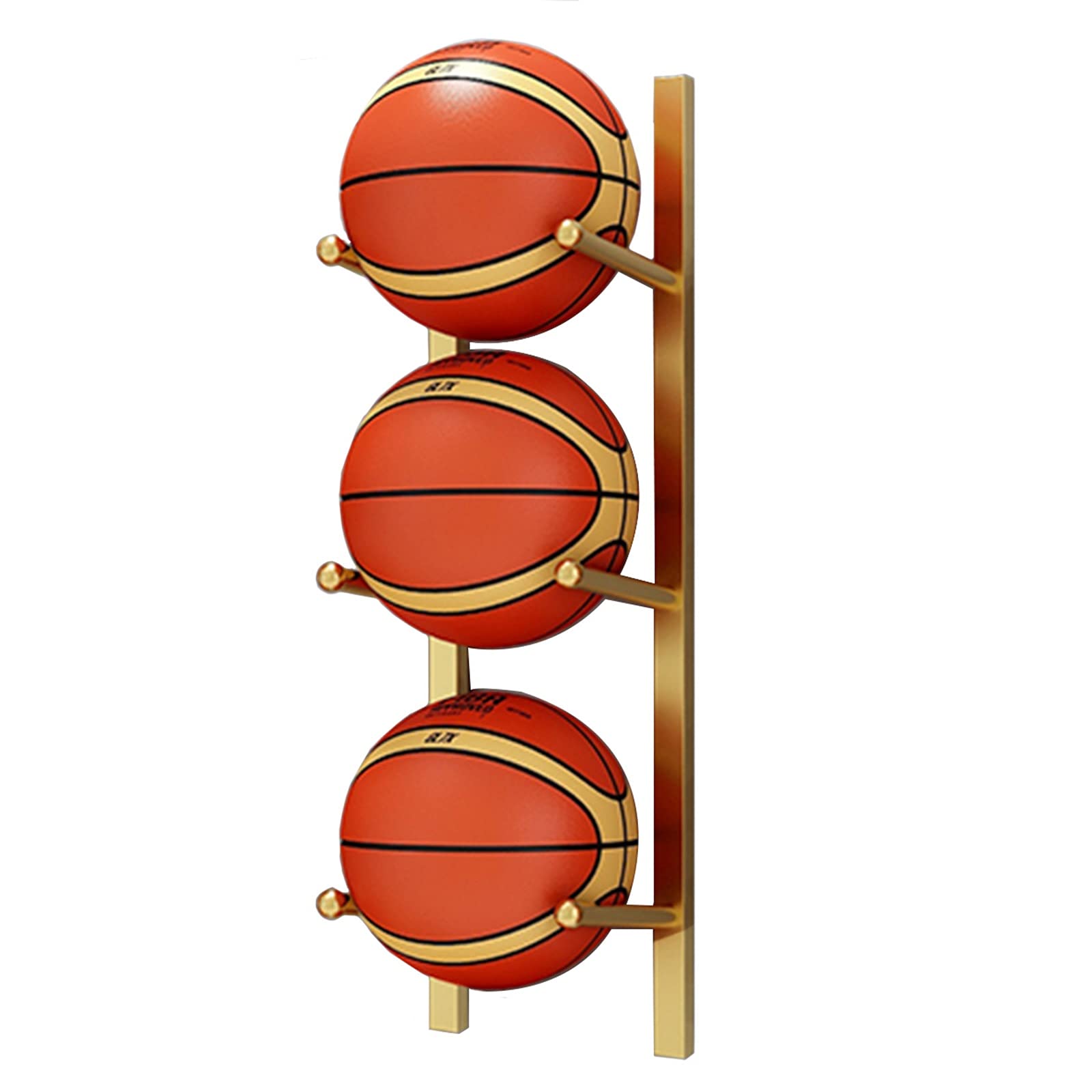Adjustable Gold Metal Ball Storage Shelf - Wall Mount Basketball, Football, Volleyball & Yoga Mat Organizer Display - Perfect for Home Gym, Garage & Sports Room Organization