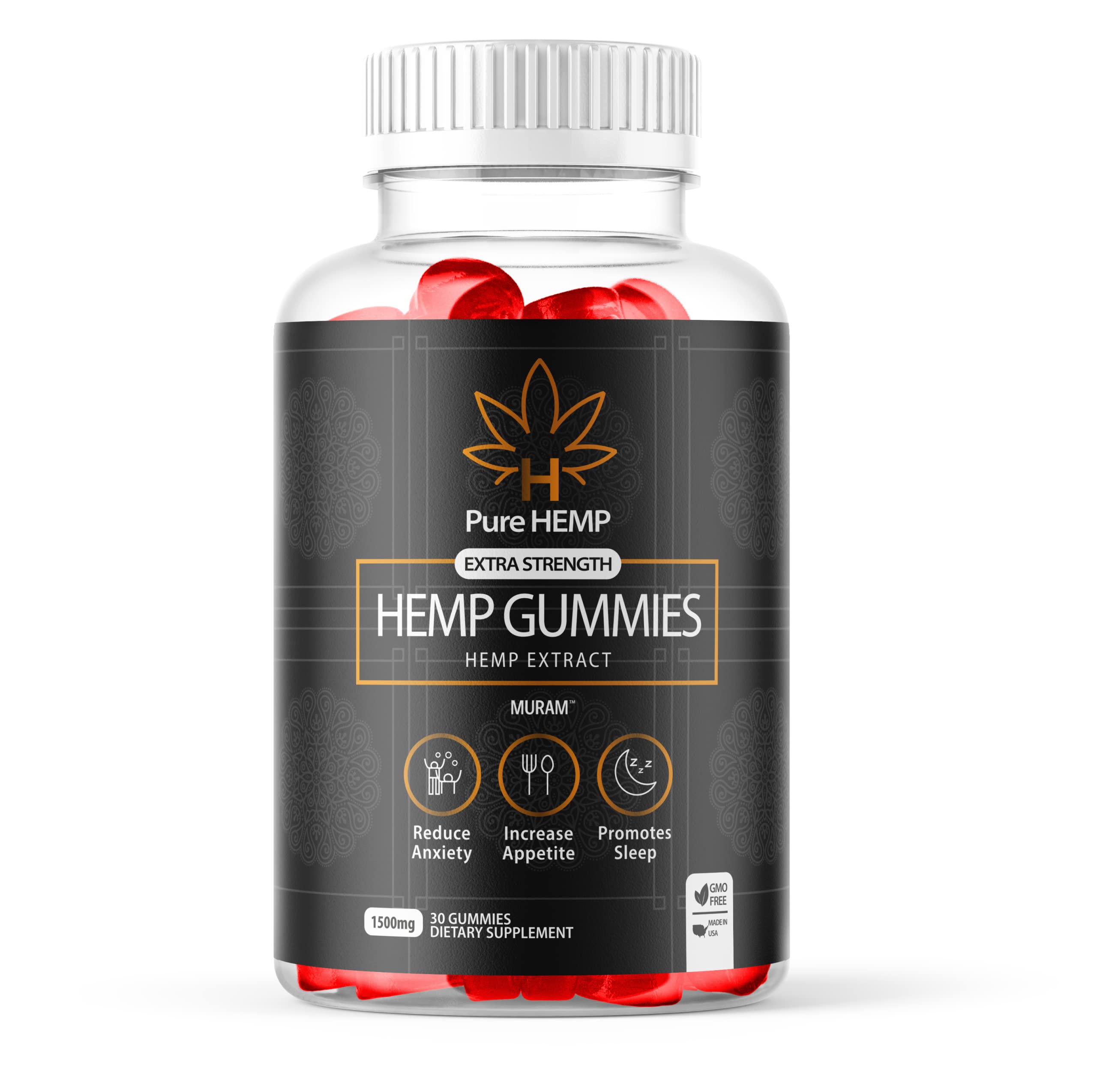 Best Pure Hemp Gummies for Sleep & Relaxation - Extra Strength 1500mg - 30 Count (1 Month Supply) - Natural Sleep Aid for Adults - Perfect for Nighttime, Travel & Stress Relief