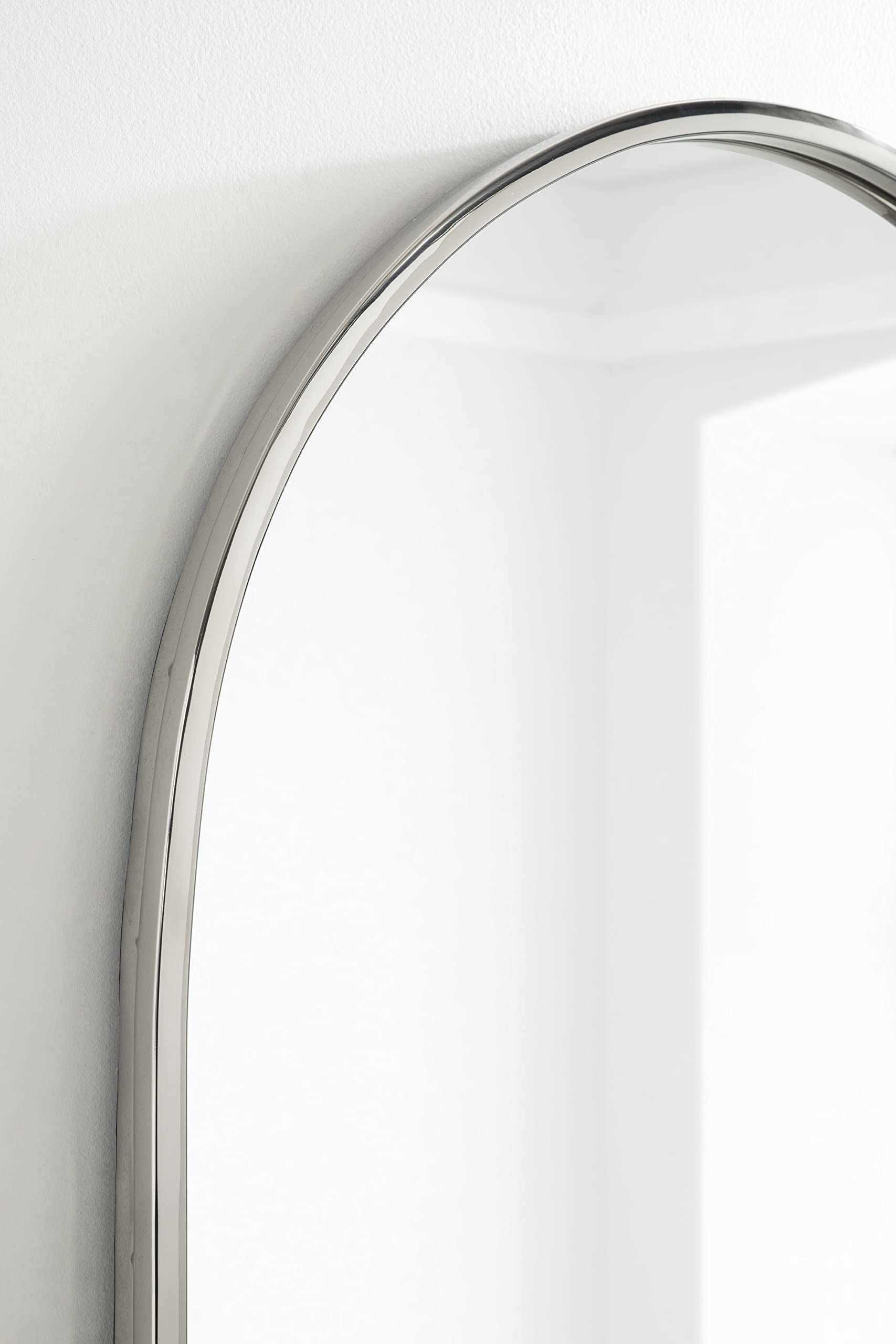 Kate & Laurel Rowla Modern Arched Wall Mirror - 24x32 Inches Silver Glam Mirror with Polished Stainless Steel Finish - Elegant Home Decor for Living Room, Bedroom & Entryway