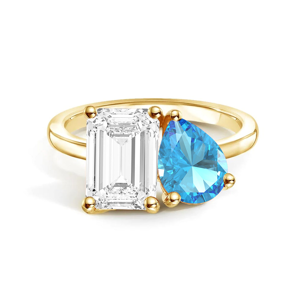 Personalized Toi et Moi Moissanite Birthstone Ring - Custom Anniversary Gift for Couples, Engagements & Romantic Occasions