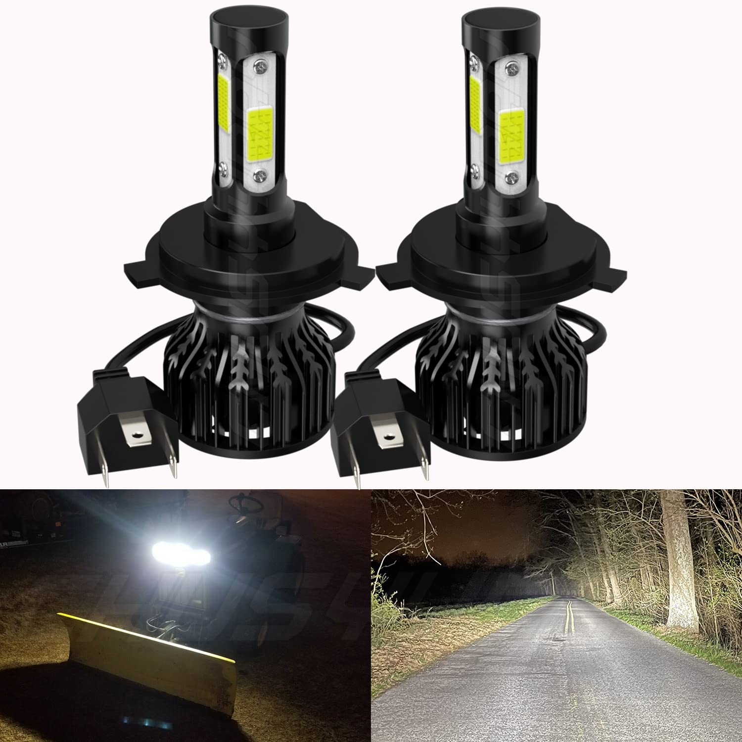 Kubota L3240 L3540 L3940 L4240 L4740 L5040 L5460 LED Headlight Bulbs - 9003/H4 High Low Dual Beam, 6000K White Super Bright, IP67 Waterproof, Plug and Play (Pack of 2) - Perfect for Tractor Night Farming, Construction & Off-Road Use