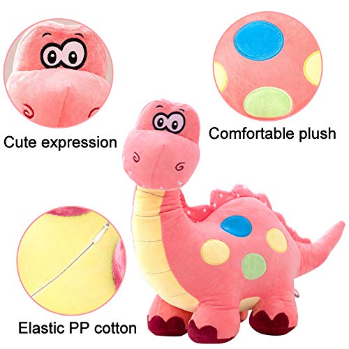 EQLEF Soft Plush Dinosaur Stuffed Animal - Cute Dinosaur Toy for Kids, Pink (Rose) - Perfect for Gifts, Cuddling & Nursery Decor