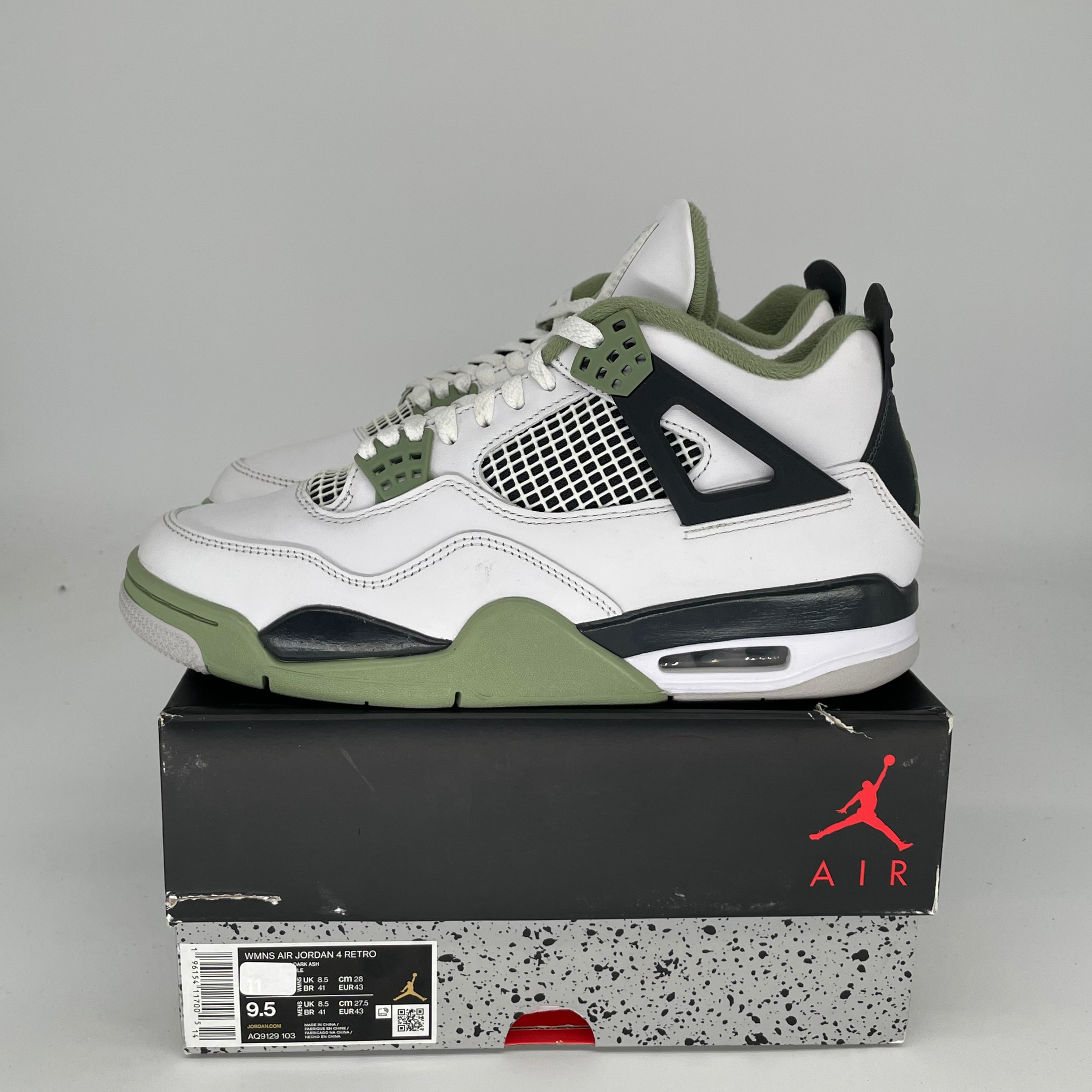 AIR JORDAN 4 SEAFOAM Women's Sneakers Size 9.5/11W - AQ9129-103 | Retro Basketball Shoes for Women, Casual Streetwear & Gym Fashion