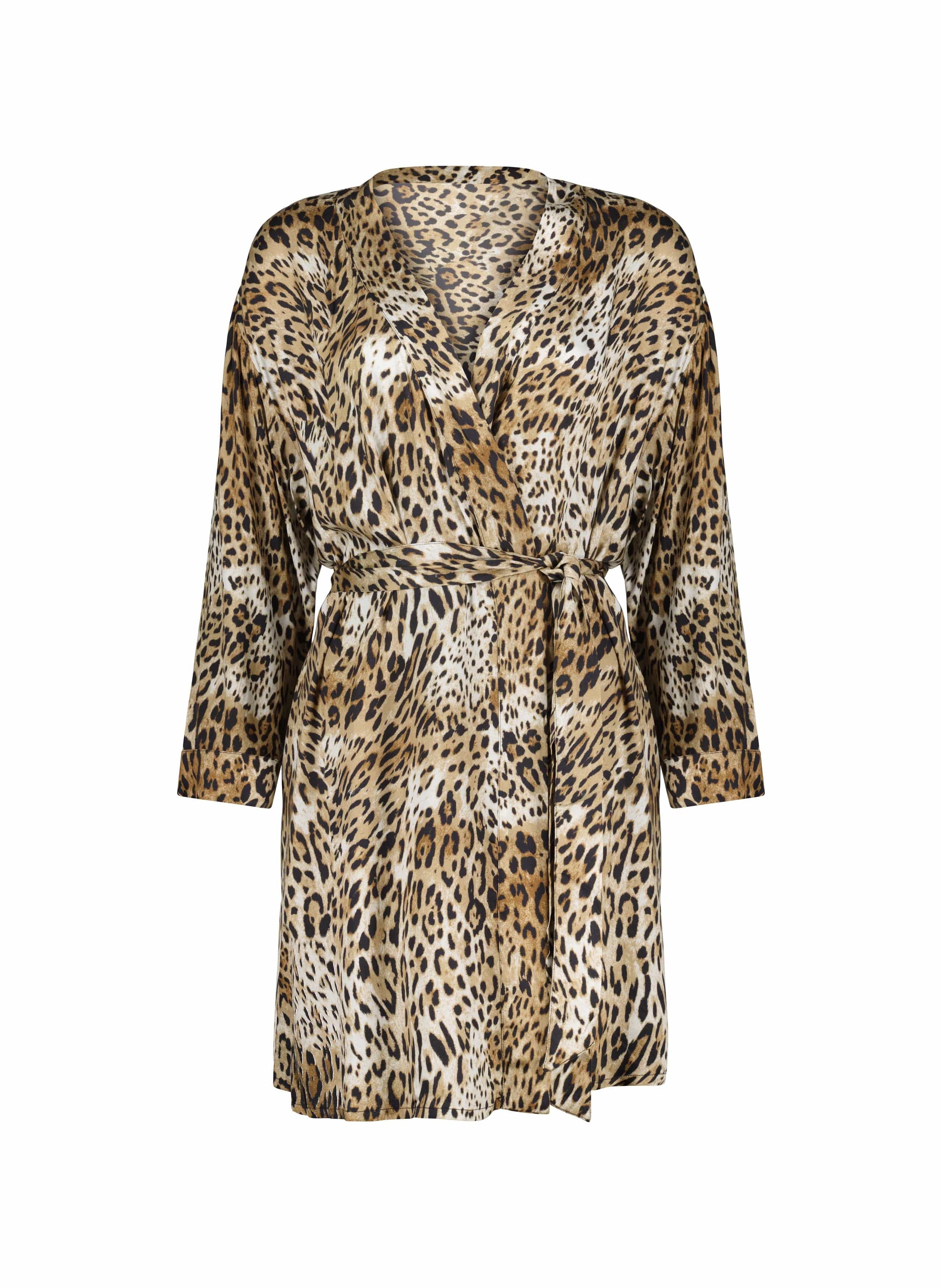 Inu LENZING™ ECOVERO™ Women's Robe - Soft Natural Leopard Print Bathrobe for Spa, Lounge & Relaxation at Home