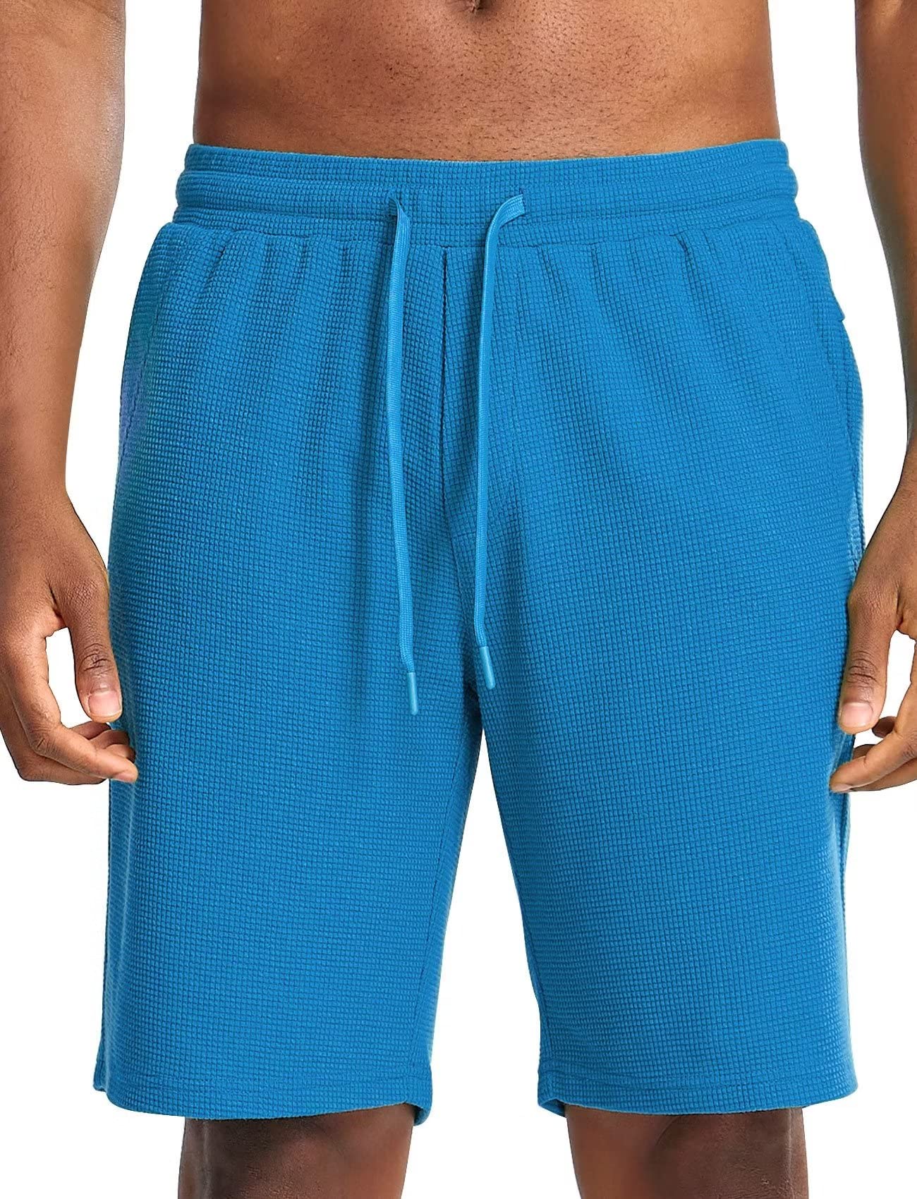 **Men's Comfortable Lounge Shorts - Soft Jersey Knit Fabric, Drawstring Elastic Waist, 9-Inch Inseam with Pockets - Perfect for Relaxing at Home, Gym, or Casual Outings**