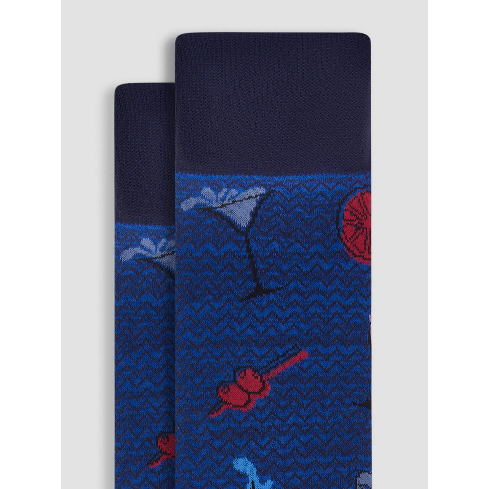 Premium Bugatchi Happy Hour Mercerized Cotton Dress Socks - Navy Blue - Comfortable & Stylish for Work, Casual & Formal Occasions