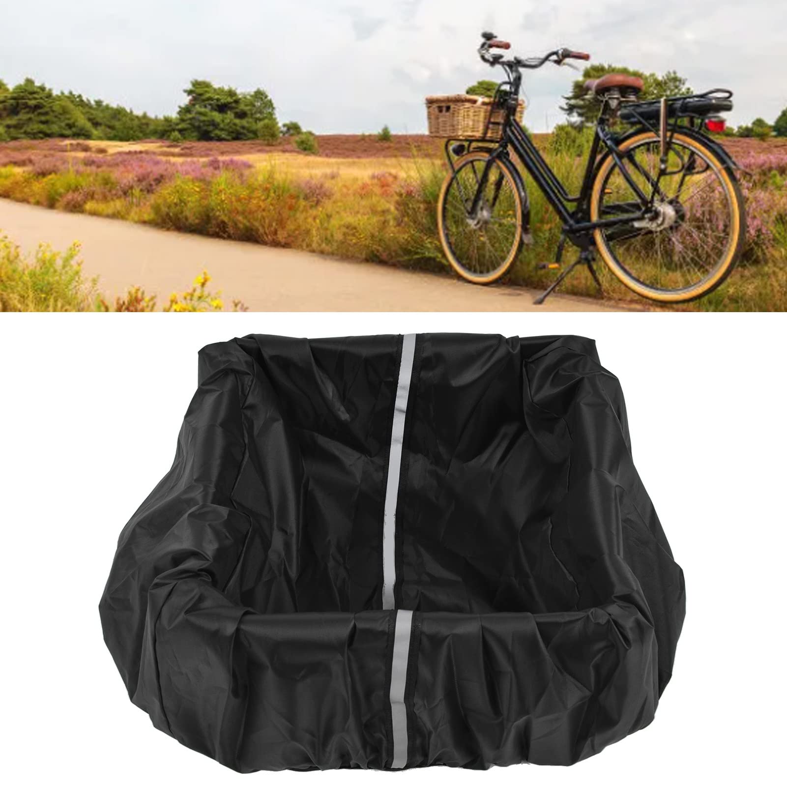 Waterproof Dog Bicycle Basket Liner - Universal EBike Front Basket Cover for Wire or Wicker Baskets (Fits 15.35x12.99x9.84in) - Rain Protection for Commuting & Outdoor Adventures