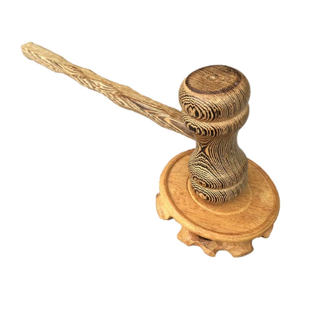 NUOBESTY Wooden Judge Gavel & Block Set - Courtroom Hammer for Auctions, Cosplay, and Law Themed Parties | Durable Wood Gavel with Round Base for Judges, Lawyers, and Costume Events