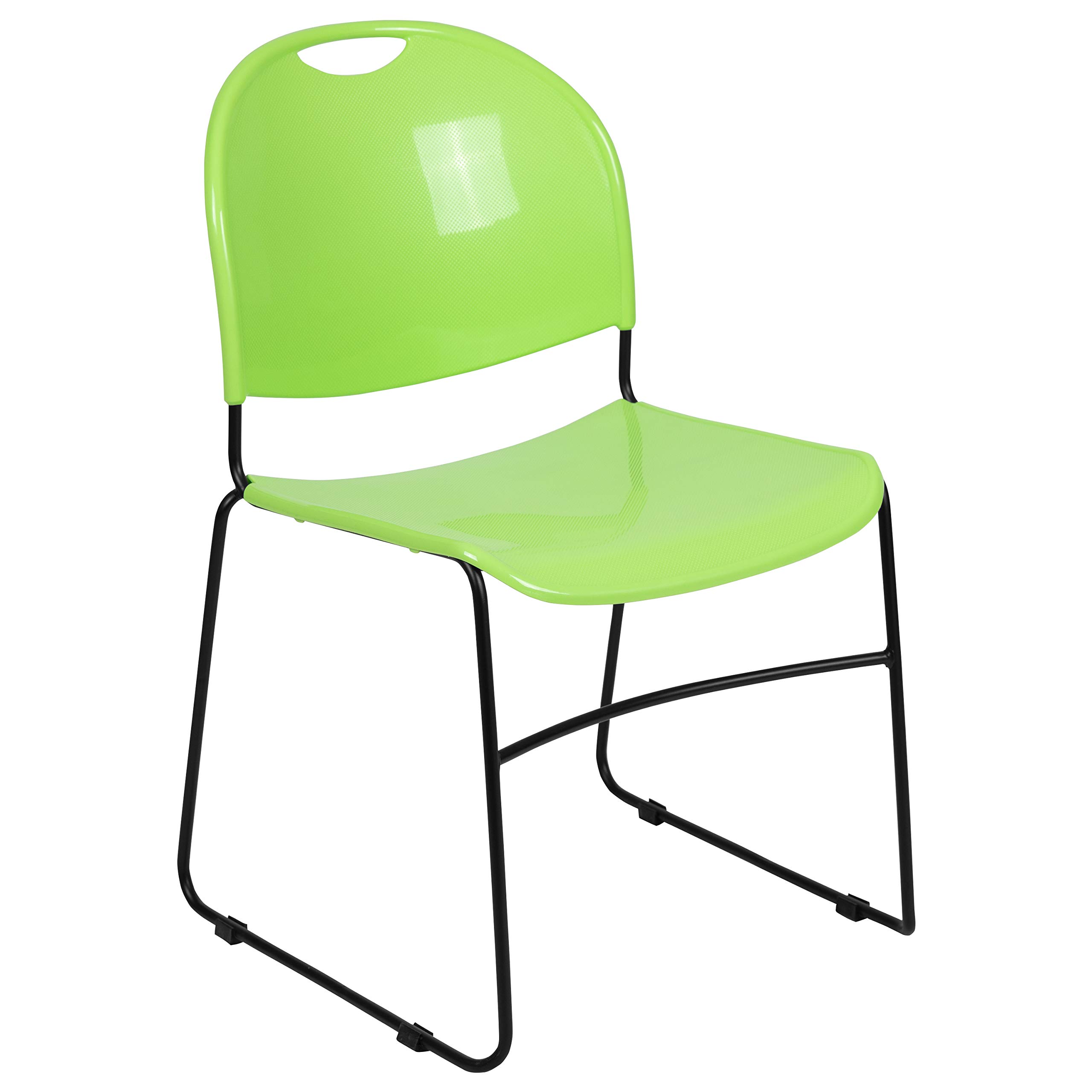 Emma & Oliver Green Ultra-Compact Stackable School Chair - Ergonomic Office Guest & Student Chair for Classrooms, Study Rooms & Small Spaces