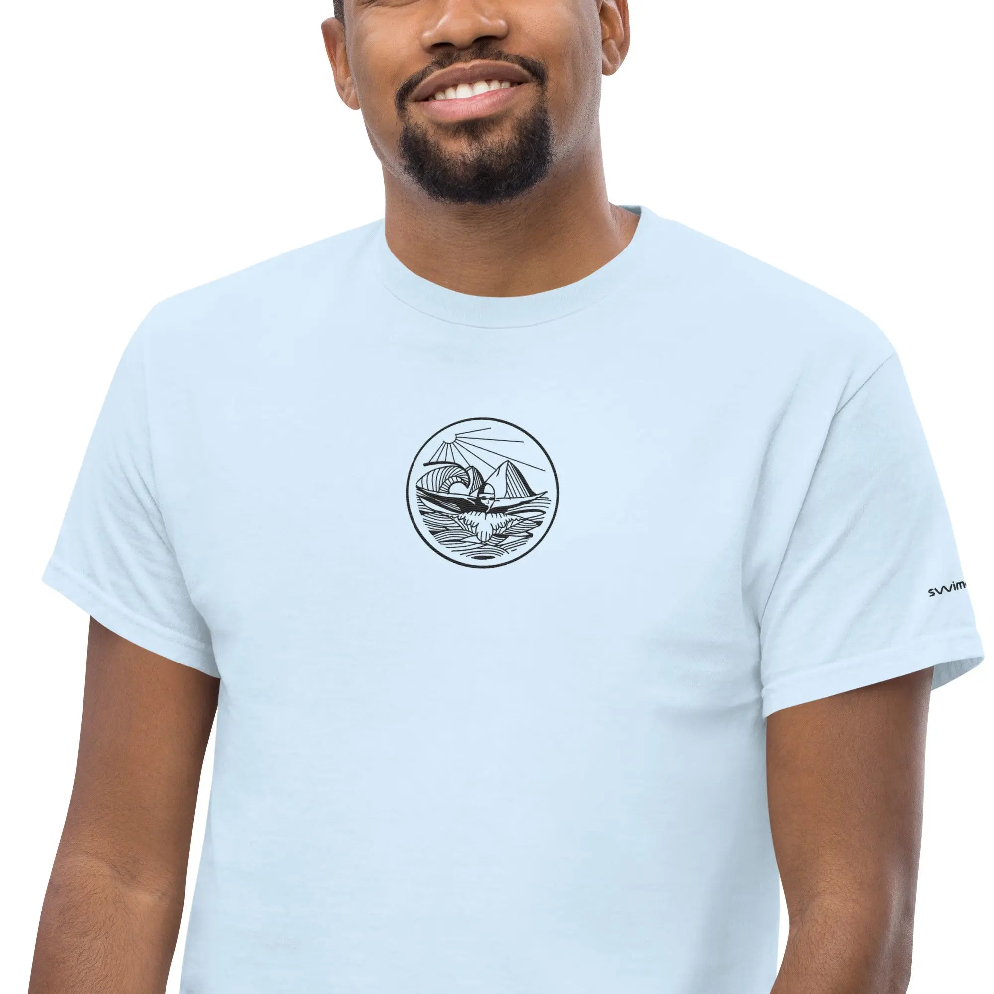 Designer Mountain Swimmer Graphic T-Shirt - Unisex Casual Tee for Men & Women | Perfect for Outdoor Adventures, Beach Trips, and Streetwear Fashion