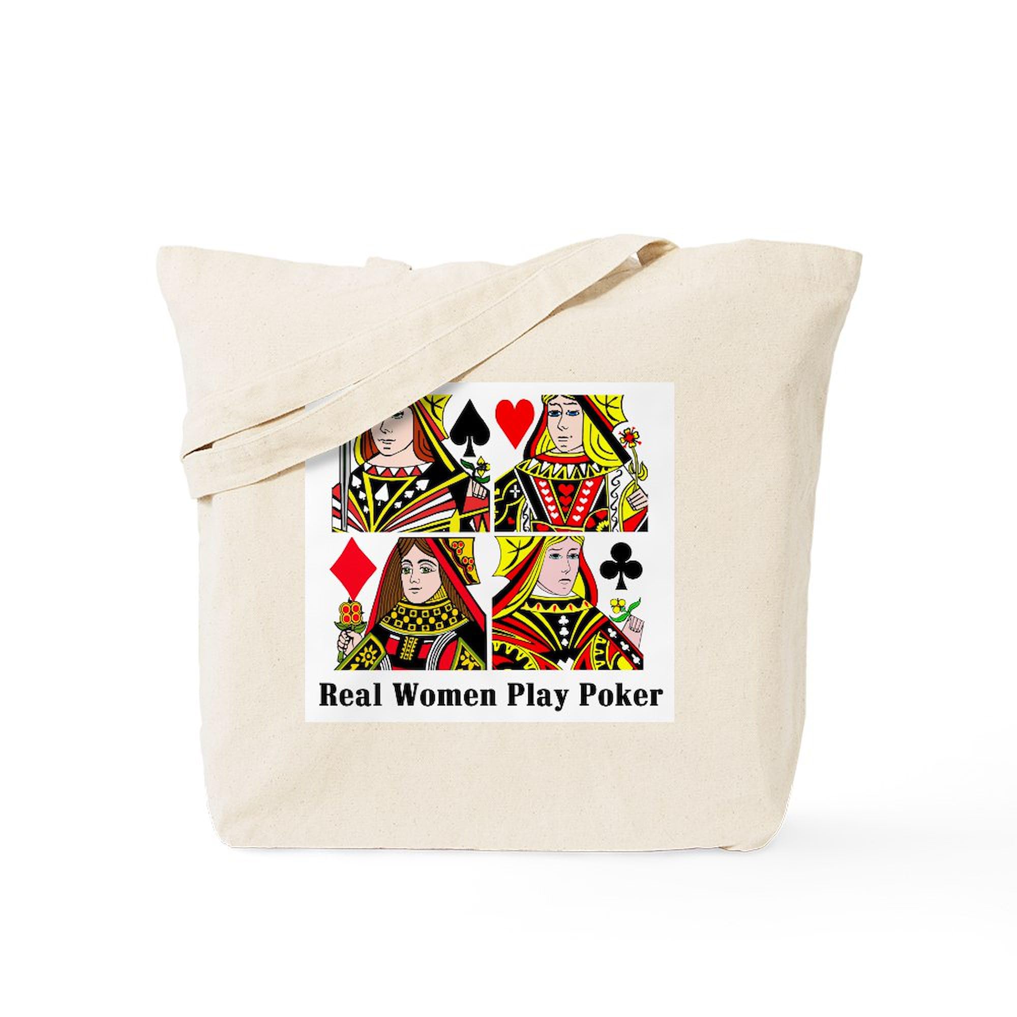 Real Women Play Poker Tote Bag - Natural Canvas Reusable Shopping Bag for Women | Perfect for Groceries, Beach Trips & Poker Nights