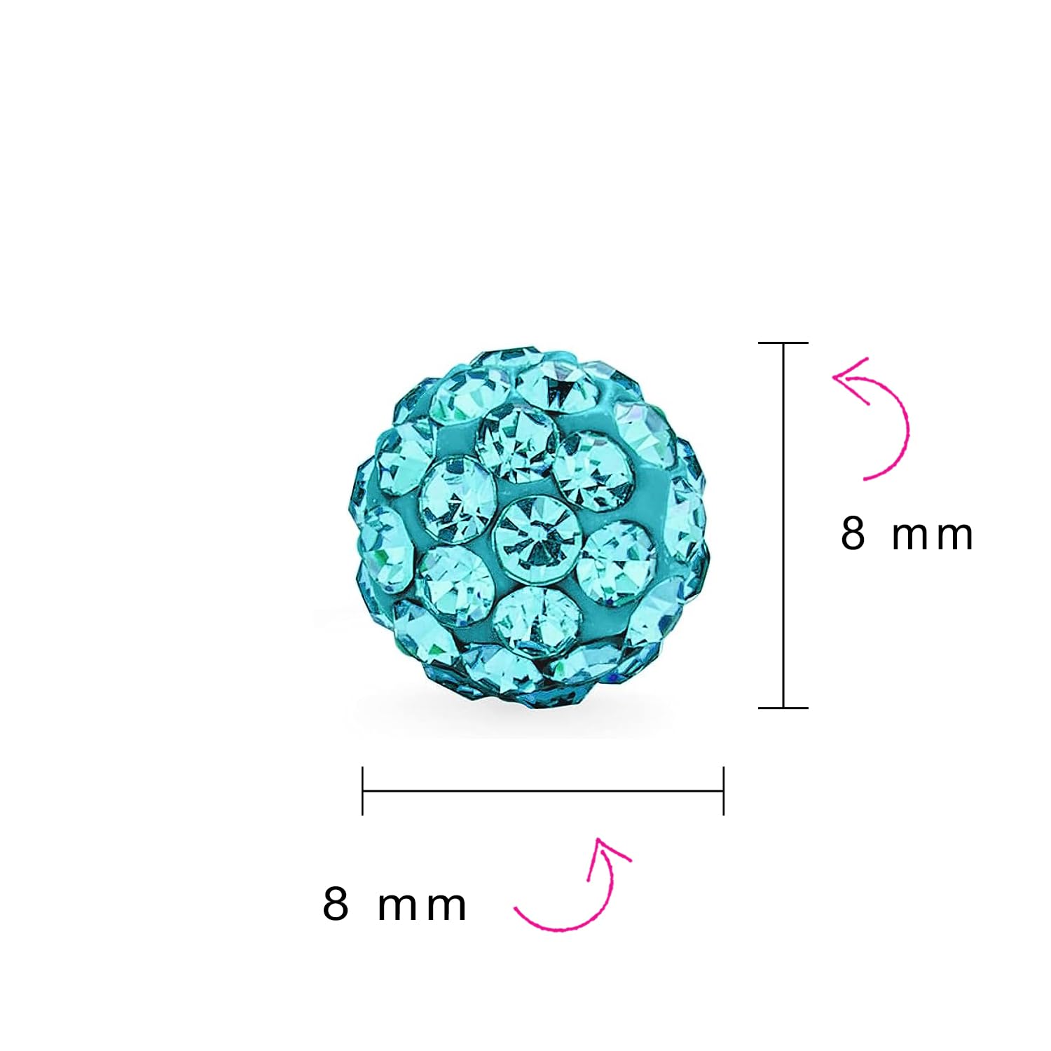 Sparkling .925 Sterling Silver 8MM Round Pave Crystal Disco Ball Stud Earrings for Women & Teens | Hypoallergenic Fashion Jewelry Gift | Perfect for Parties, Prom, Date Night & Everyday Wear