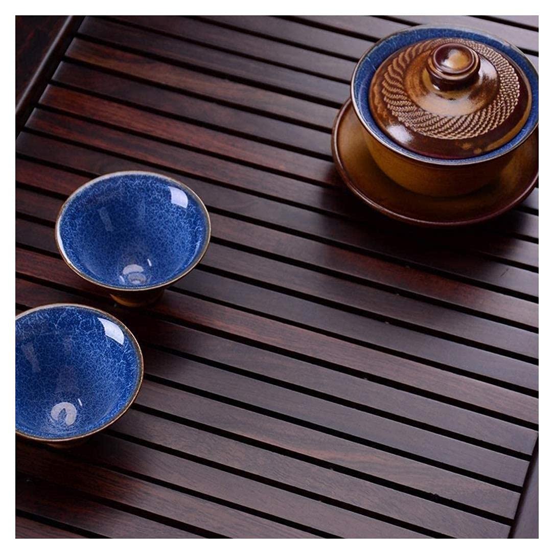 Premium Wooden Tea Tray with Drainage - 52x38cm Bamboo Tea Table for Chinese Gongfu Tea Ceremony, Home Office & Teahouse Use - Perfect for Serving Tea, Coffee & Snacks