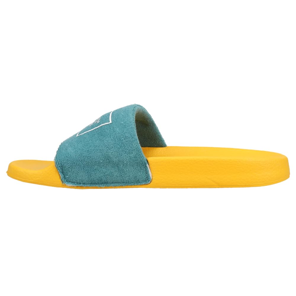 Prince Men's Comfortable Palms Slide Sandals - Breathable Casual Beach Sandals for Summer, Pool & Outdoor Wear - Blue & Orange - Size 43 M (US 10)