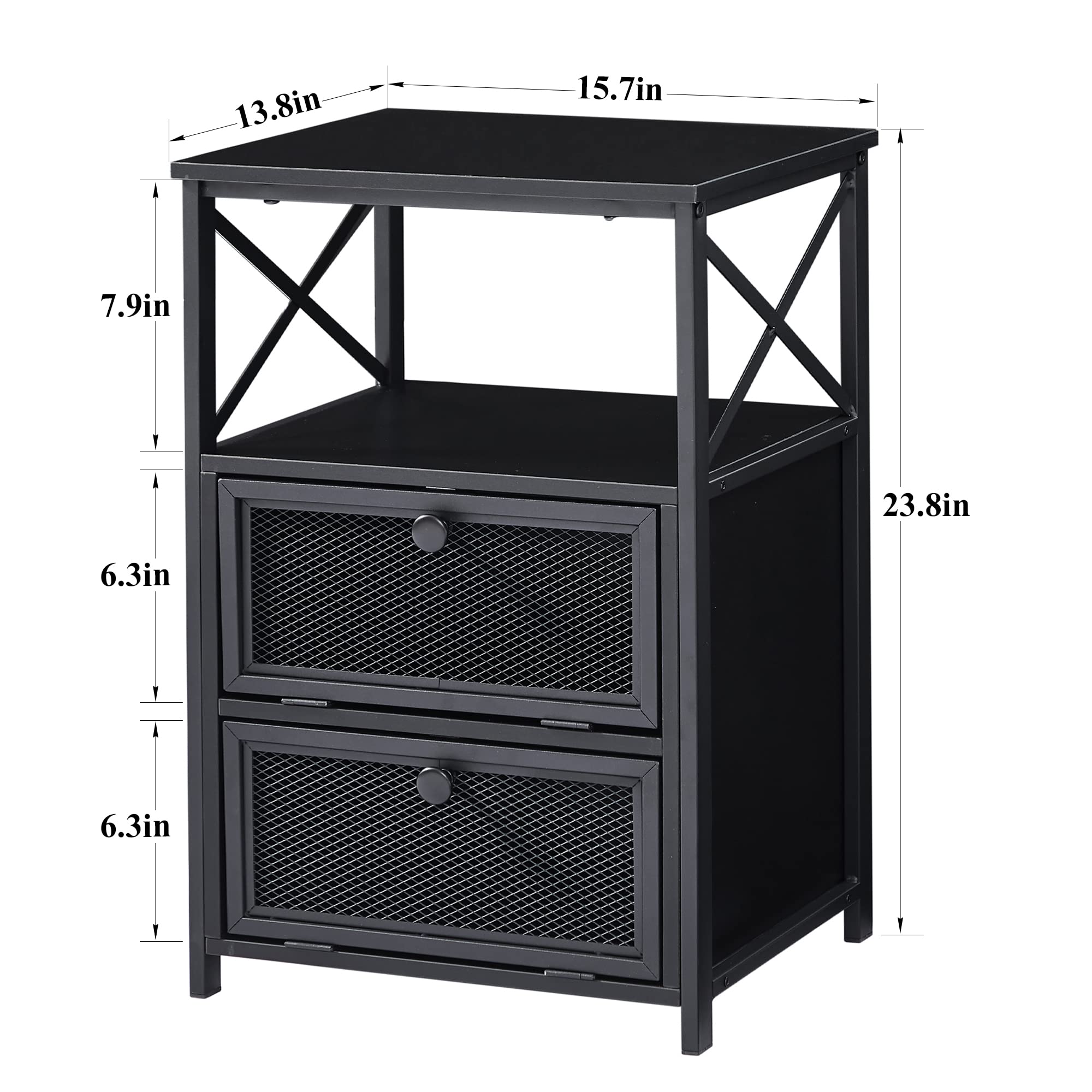 VECELO Modern End Table with Storage Drawer & Shelf - Nightstand for Bedroom, Living Room - Perfect for Small Spaces, Apartment Decor & Bedside Organization