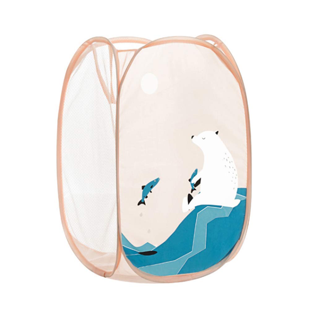 DOITOOL Foldable Laundry Basket with Cartoon Design - Large Capacity Clothes Hamper for Bedroom, Bathroom & Laundry Room Storage (White Bear Pattern) - Perfect for Kids Room, Dorm & Home Organization