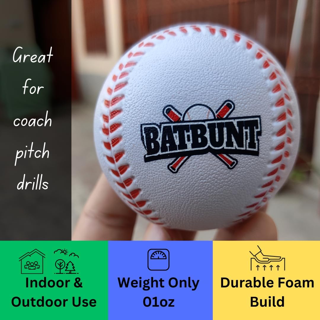 4 Pack Soft Foam Baseballs for Training & Practice - Safe for Indoor/Outdoor Use, Ideal for Kids & Beginners - Perfect for Backyard Drills, Batting Practice & Softball Games (White)