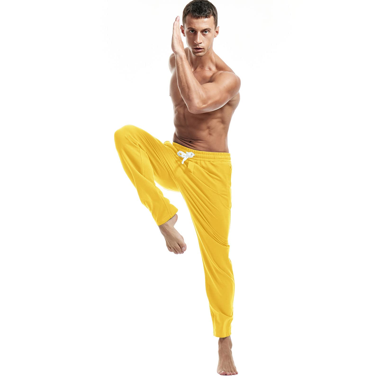 AMY COULEE Men's Cotton Athletic Pants - Open Bottom Running Sweatpants, Straight Leg Casual Joggers with Pockets - Perfect for Gym, Workout & Lounge Wear