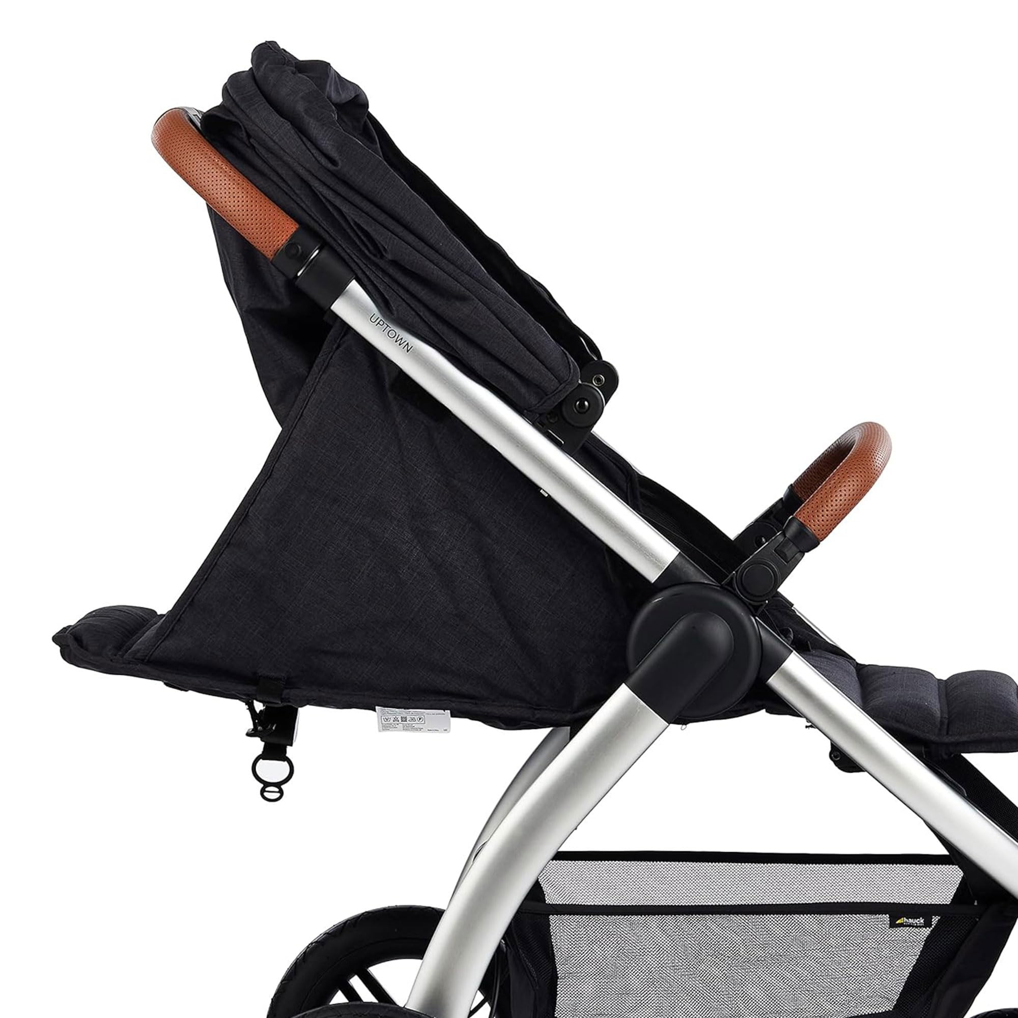 Hauck Uptown Deluxe Stroller - Lightweight Compact Foldable Baby Stroller with One-Hand Fold, Adjustable Reclining Seat & Height, Cup Holder, Supports Up to 55 lbs - Melange Black - Perfect for City Walks, Shopping & Travel