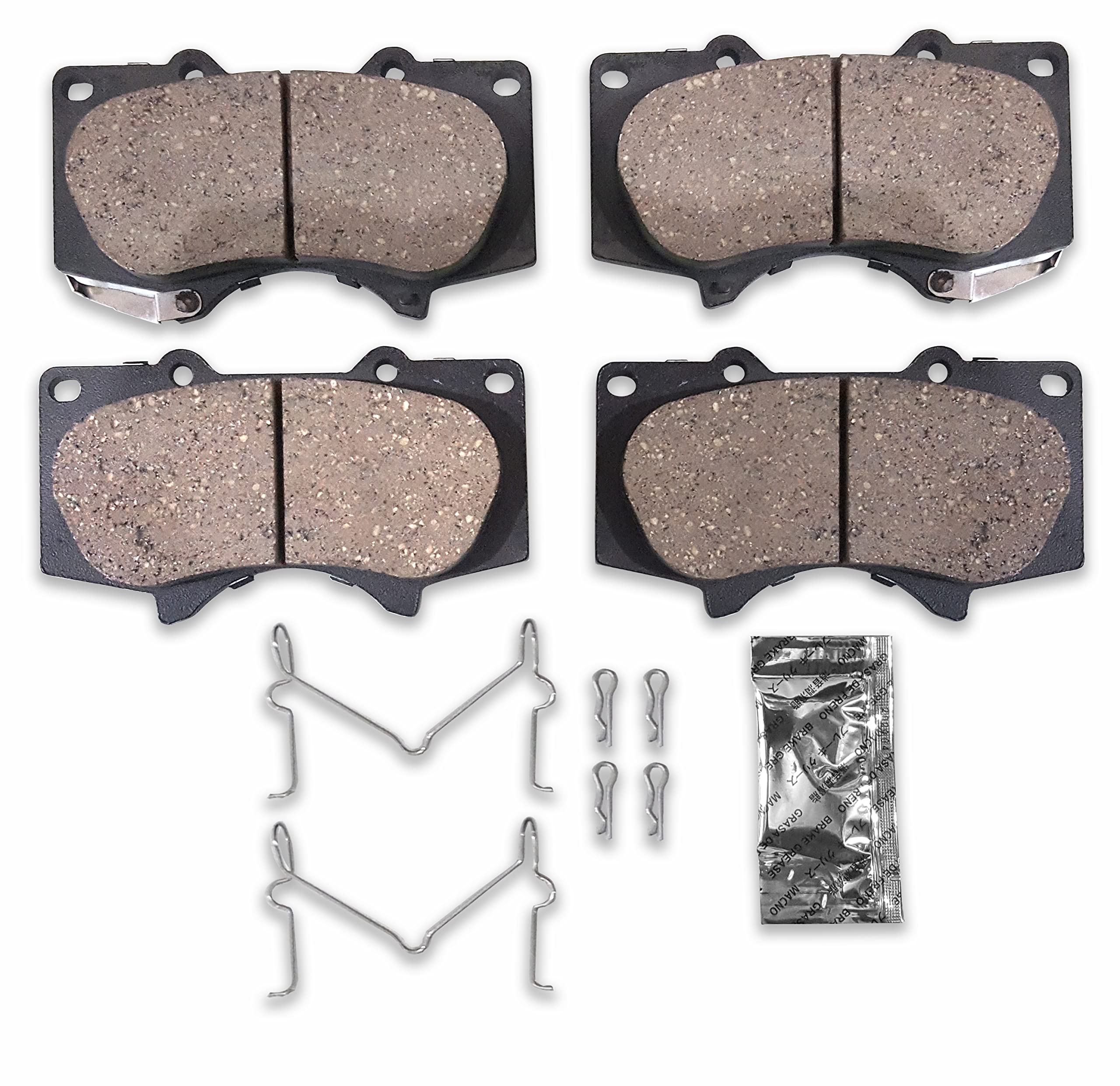 High-Performance Ceramic Brake Pad Kit with Hardware & Grease - Compatible with 2005-2023 Toyota Tacoma (6 Lug Nut Wheels) | Front Brake Pads for Off-Road & Daily Driving | Trail Rated & Low Dust Formula