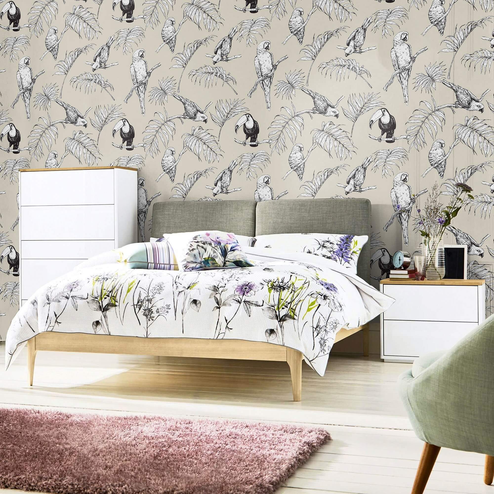 White Bird Animal Peel and Stick Removable Wallpaper - Self-Adhesive Decorative Wall Covering for Nursery, Bedroom, Living Room & Office Decor