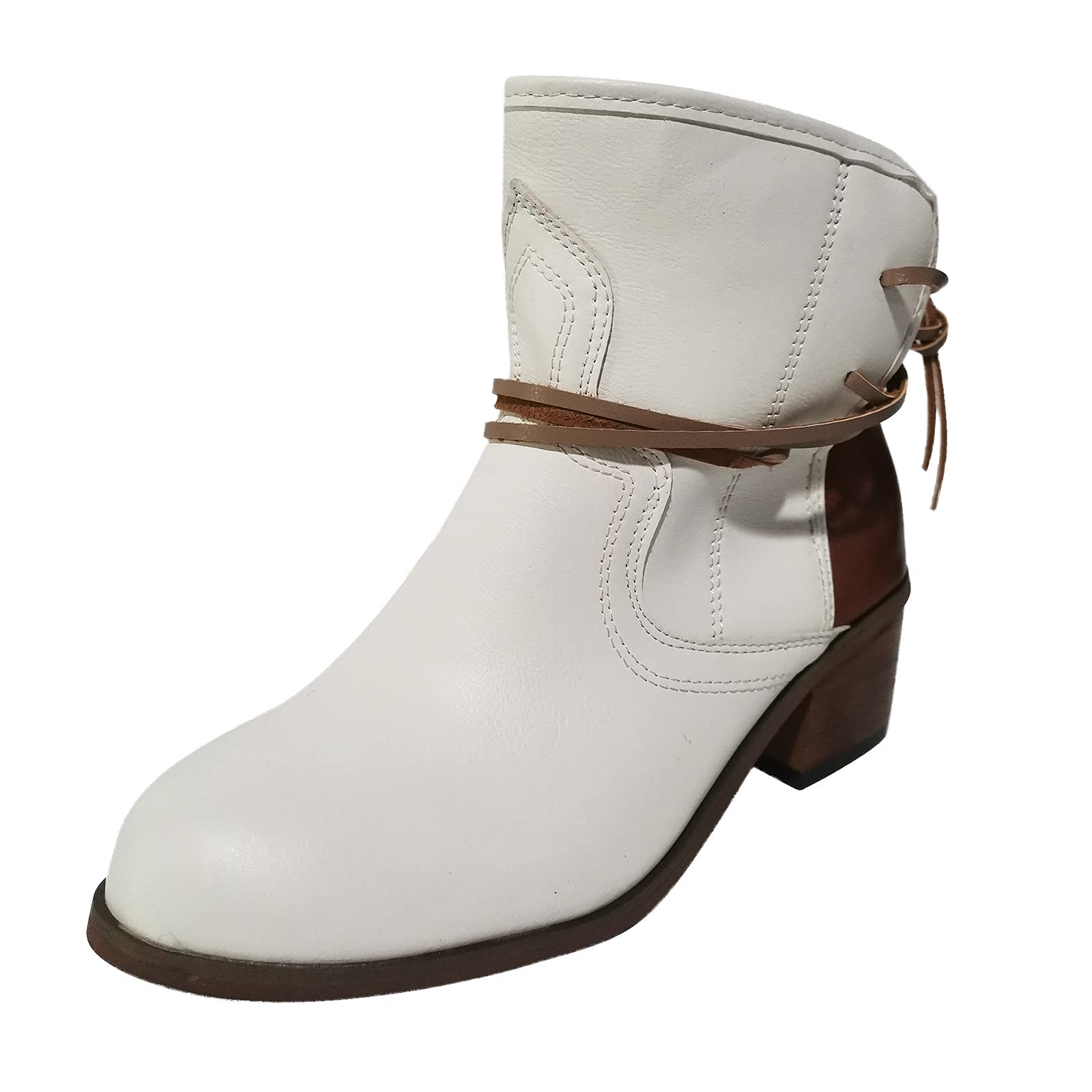 Women's Cowboy Boots - Pull On Western Cowgirl Boots with Chunky Block Heel, Mid Calf Riding Boots for Wedding, Country & Everyday Wear
