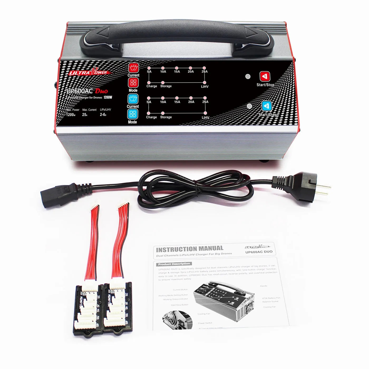 Ultra Power UP600AC DUO 2X600W 25A 6S Battery Charger for DJI Mavic, Phantom, Inspire Drones - Fast Charging for UAV, FPV, and RC Aircraft
