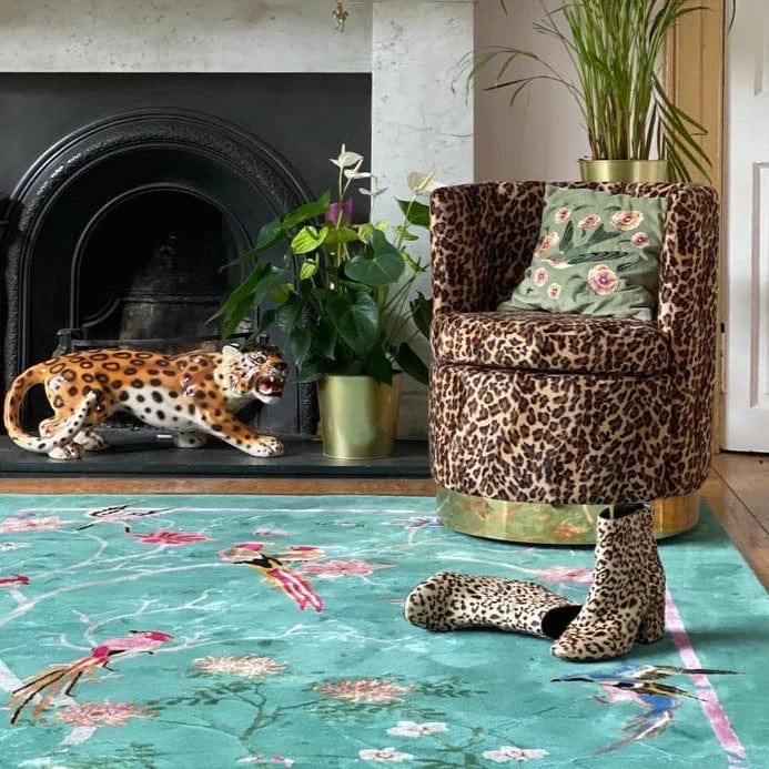 Handmade Birdsong Jade Tufted Wool Rug - Eco-Friendly & Soft - Perfect for Living Room, Bedroom, or Nursery Decor