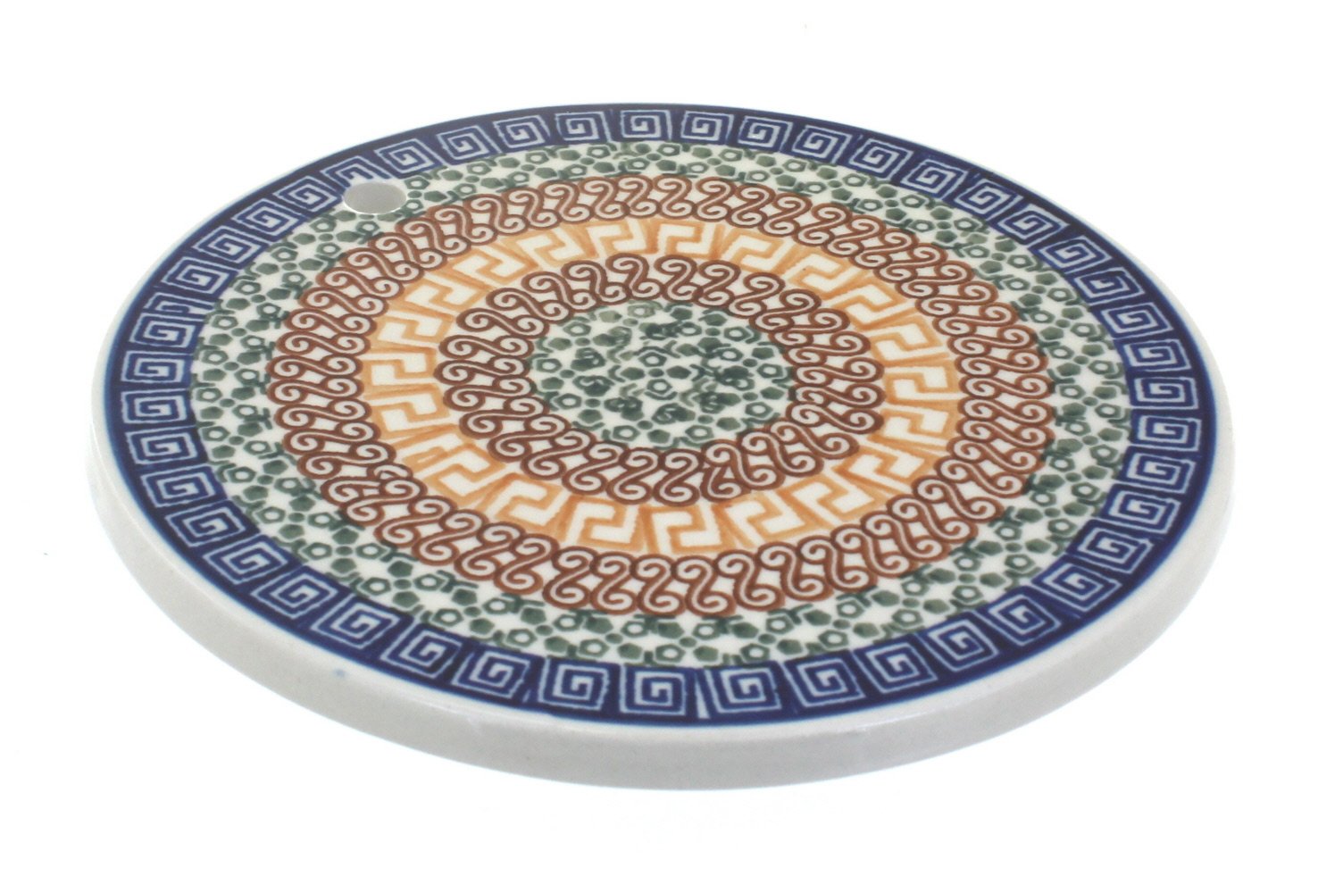 Blue Rose Polish Pottery Athena Trivet - Handmade Ceramic Hot Plate for Pots & Pans - Perfect for Kitchen, Dining Table, and Holiday Decor