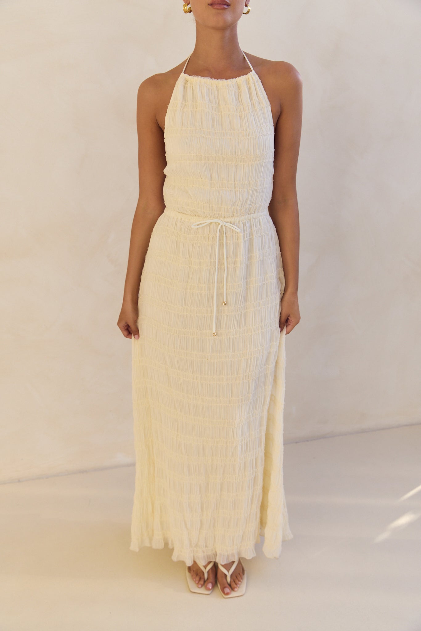 Lilibet Maxi Dress in Cream - Elegant Long Flowy Summer Dress for Women | Perfect for Beach Vacations, Weddings & Casual Outings
