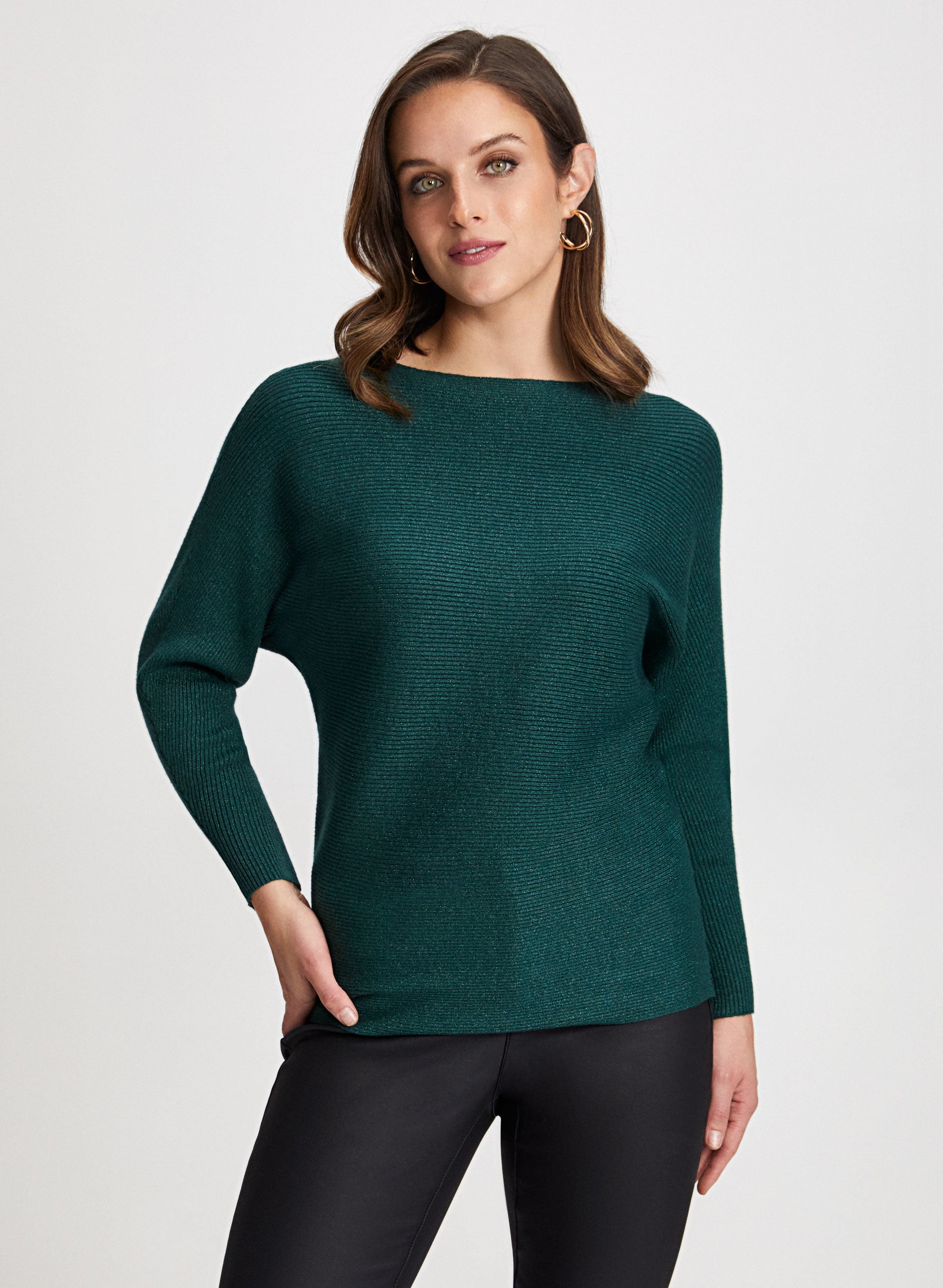 Women's Dolman Sleeve Sweater - Soft Knit Long Sleeve Tunic Top for Fall & Winter - Perfect for Office, Casual Outings and Layering