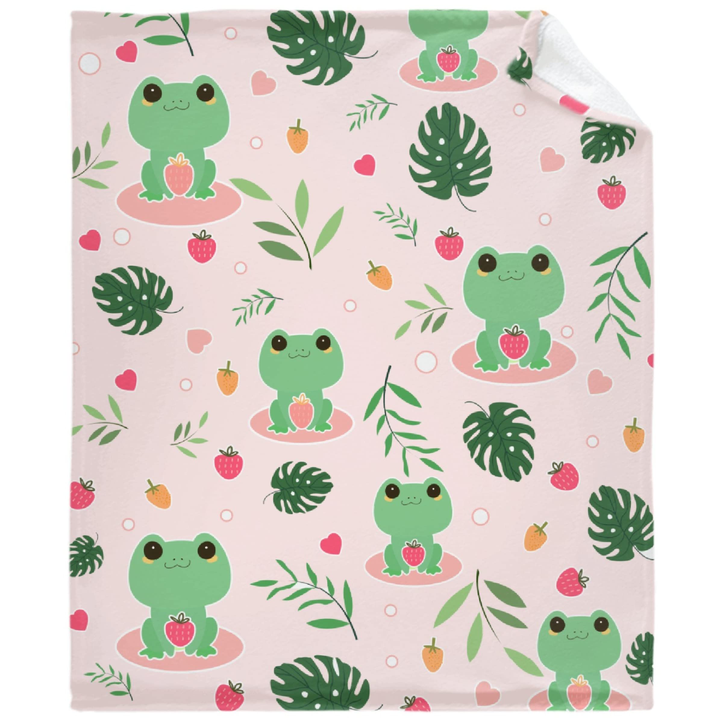 Super Soft Cute Frog Flannel Throw Blanket - 30x40 Inch Plush Fluffy Bed Blanket for Couch, Sofa, Travel & Camping | All-Season Home Decor & Pet Blanket | Perfect for Cozy Nights, Movie Time & Outdoor Adventures