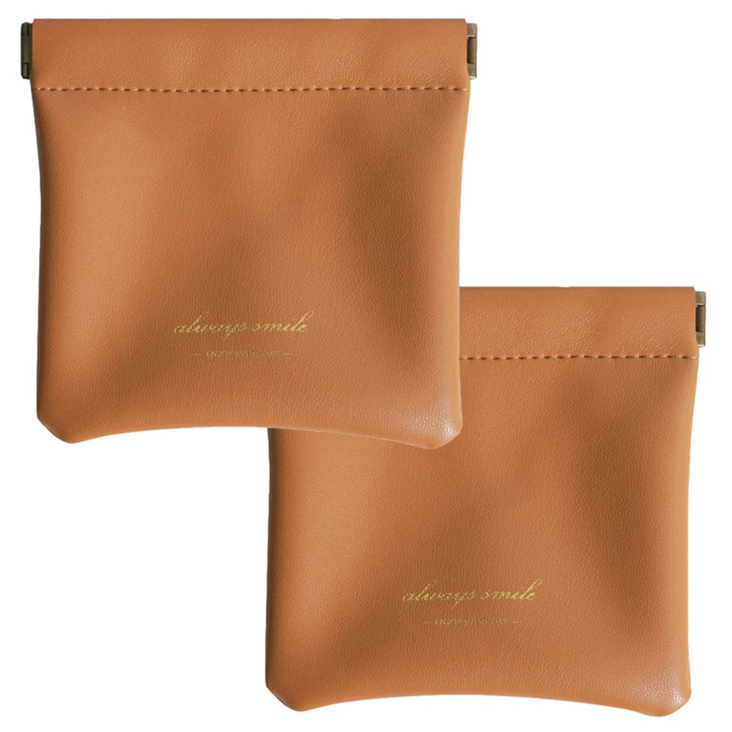 2PCS Lambskin Cosmetic Bags - Waterproof Travel Makeup Pouch for Women, Portable & Magnetic Closure (Caramel) - Perfect for Travel & Daily Use