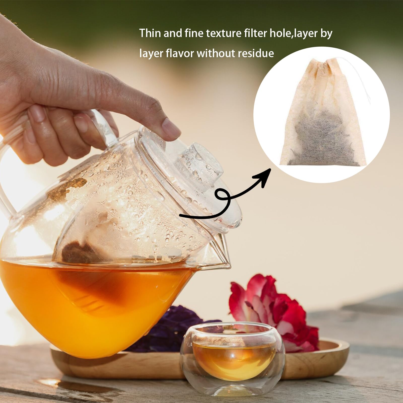 200Pcs Disposable Tea Filter Bags - Natural Unbleached Empty Tea Bags for Loose Leaf Tea, Coffee, Herbs & Spices (3.54 x 2.75 inch) - Perfect for Home Brewing, Office Use & DIY Tea Blends
