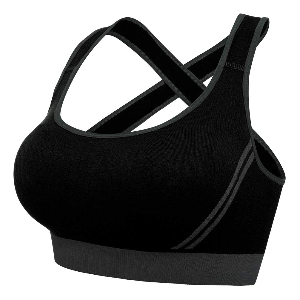 HOMETA Women's Seamless Crossback Sports Bra - Padded Yoga Bra for Gym, Workout & Fitness - Perfect for Running, Pilates and High-Impact Activities