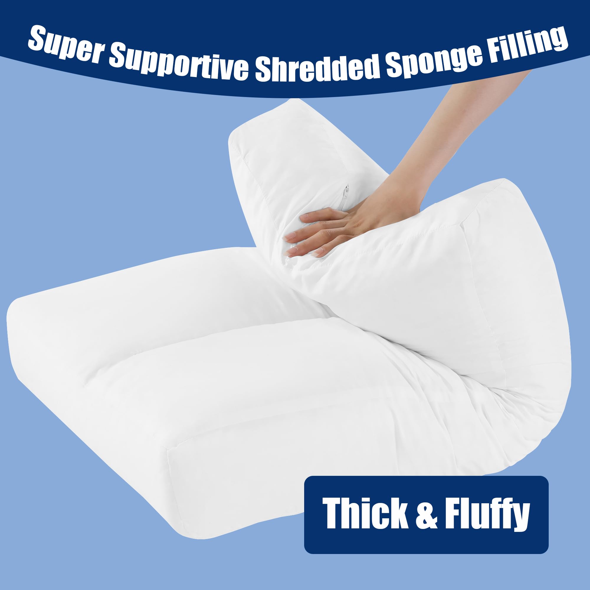 Premium Shredded Foam Back Cushion Replacement - Supportive Sofa Pillow with Fluffy Quilted Design for Lumbar Support (31