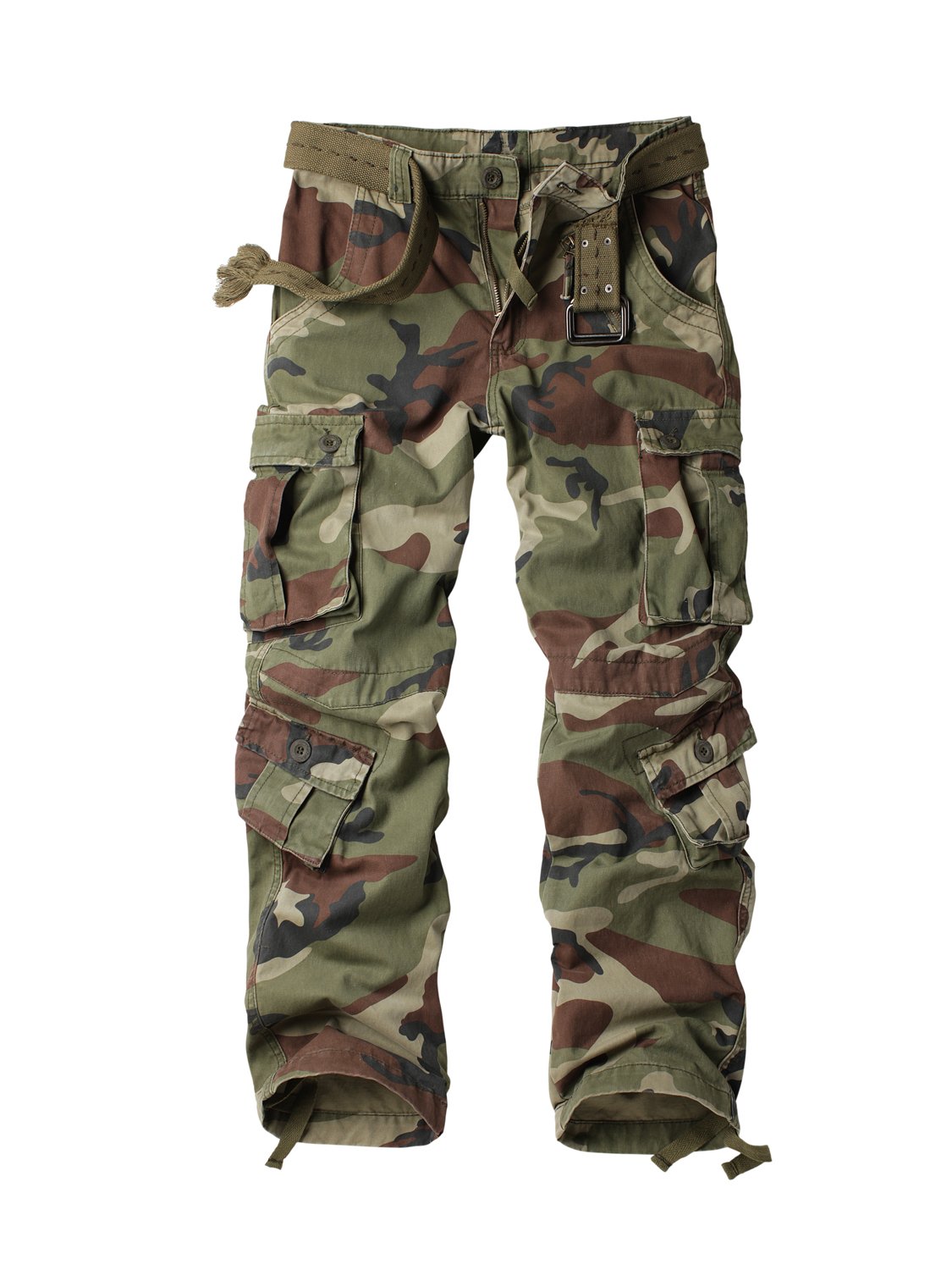 AKARMY Women's Camouflage Cargo Pants - Cotton Casual Work Pants with Multiple Pockets | Comfortable Parachute Pants for Outdoor, Hiking, and Everyday Wear