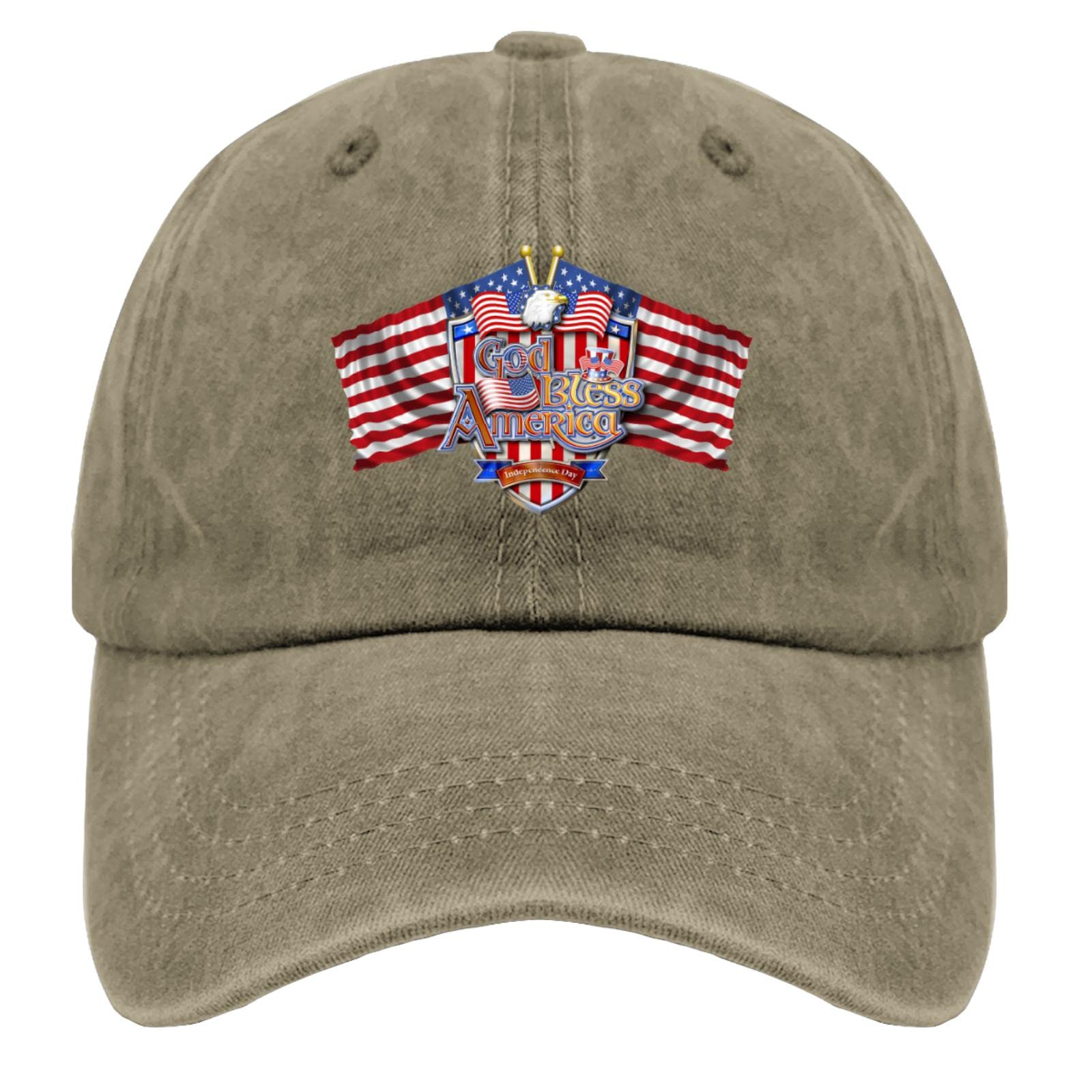 Vintage Cowboy Baseball Hats for Men - Patriotic Memorial Day Cotton Washed Dad Cap | God Bless America Embroidered Running Hat for Outdoor Sports & Casual Wear