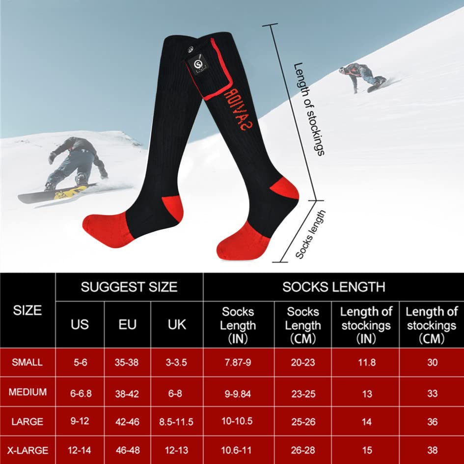 Best Rechargeable Electric Heated Socks for Men & Women - Winter Foot Warmers for Outdoor Work, Skiing, Skating, Cycling, Camping, Fishing & Hunting - Savior Heated Socks for Cold Weather Activities